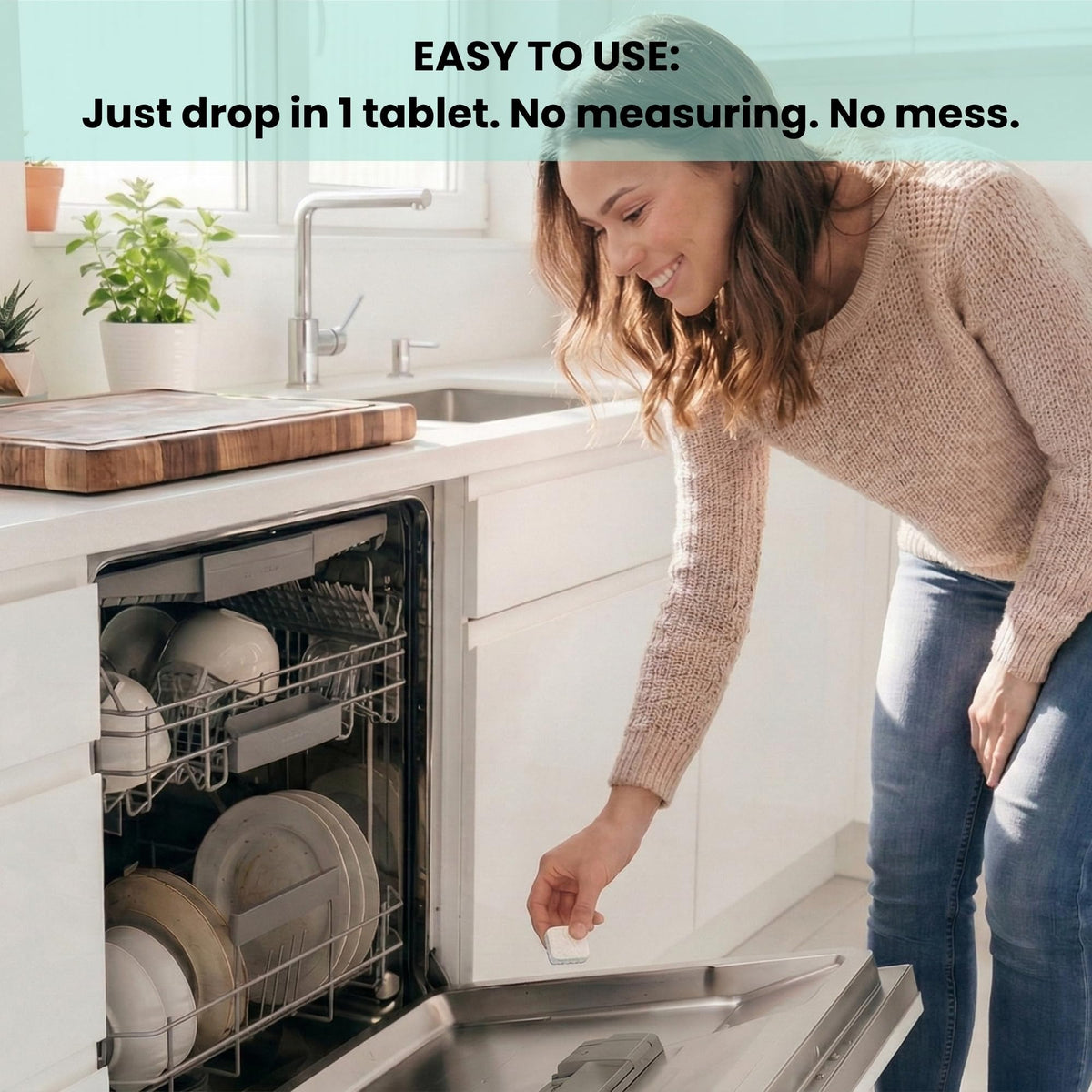 Elcove Non Toxic Dishwasher Detergent, 60pk All-in-One Dishwasher Tablets with Built-In Dishwasher