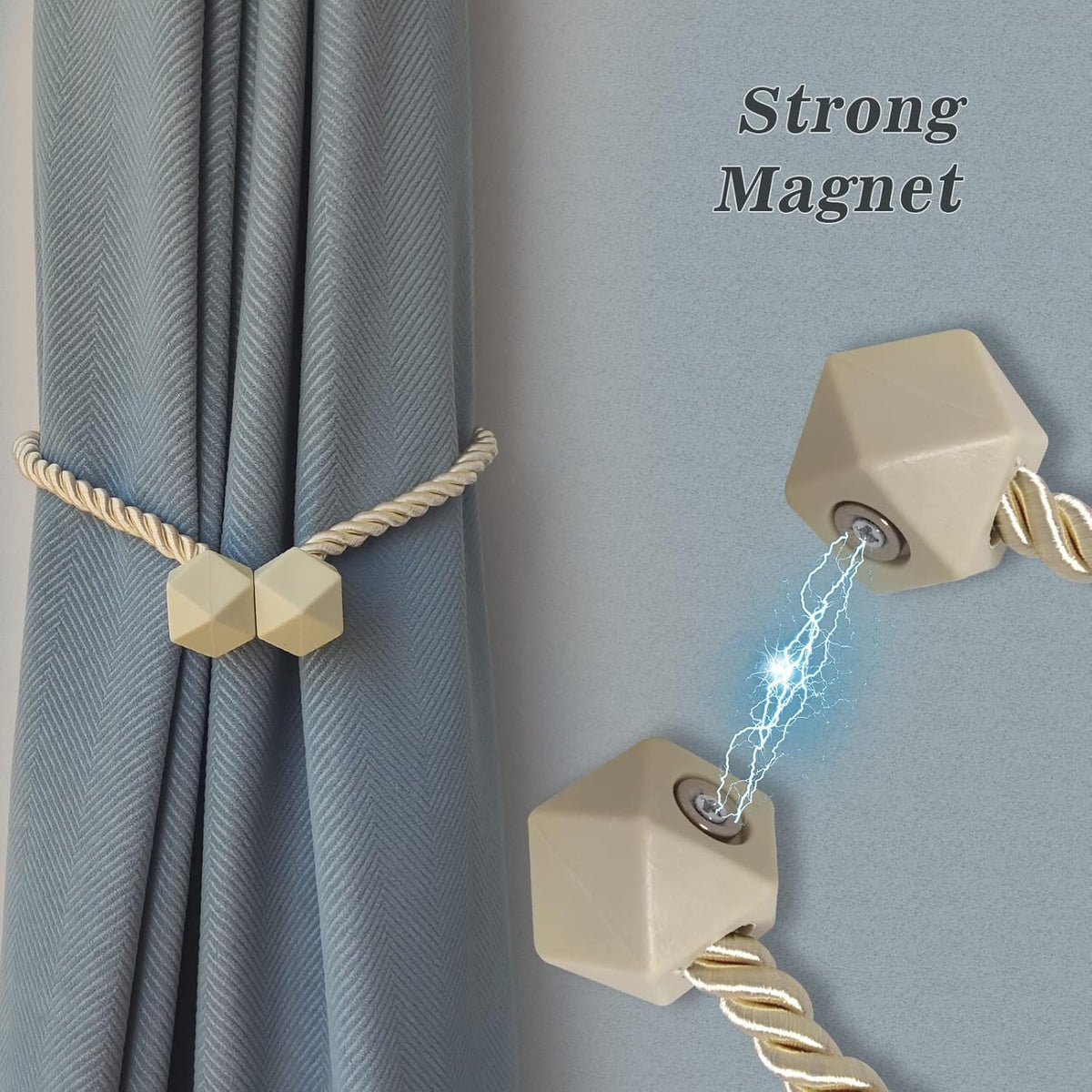 Hion Magnetic Curtain Tiebacks Golden 6 Pack, Curtain Tiebacks Buckles Holdbacks Holders Hooks Clip