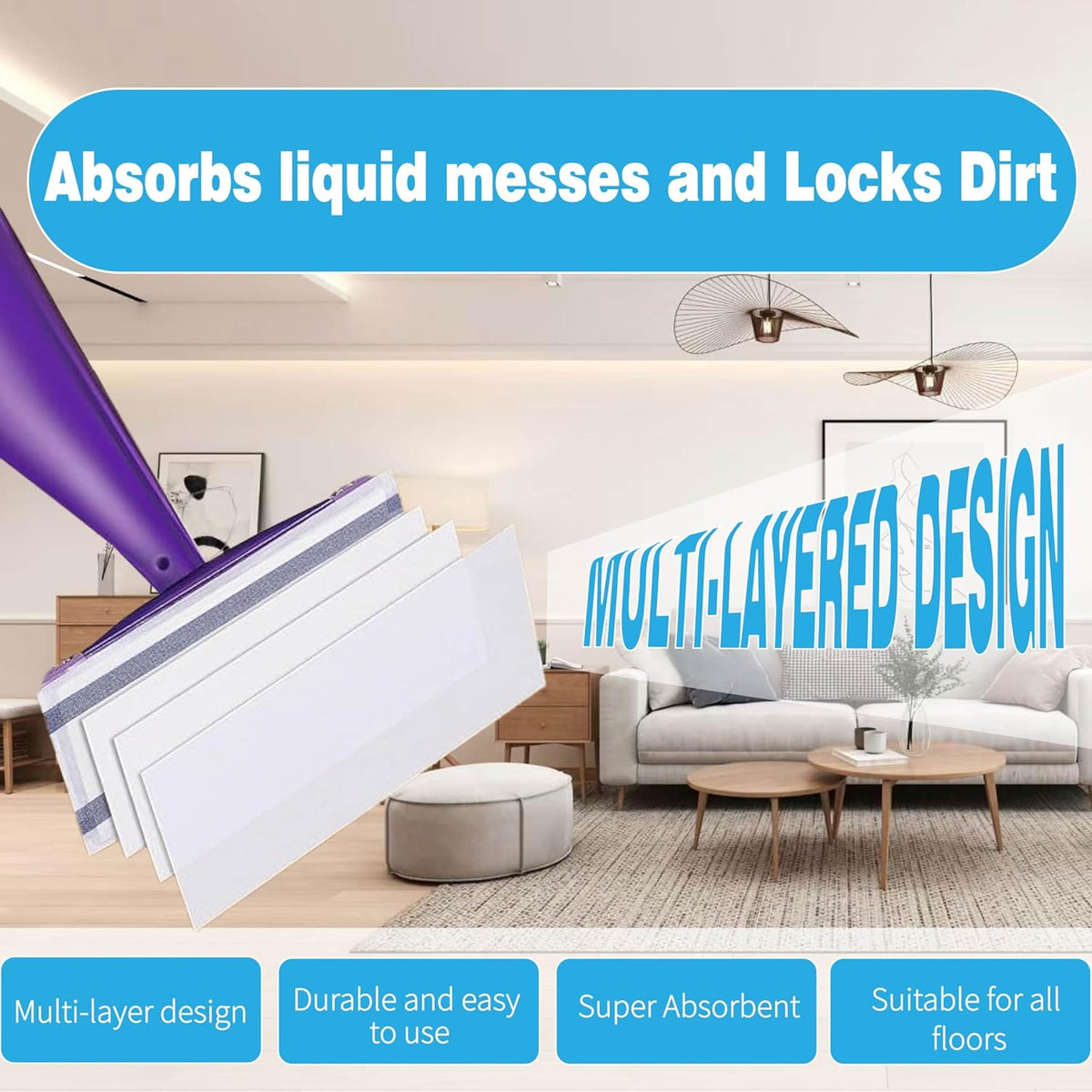 Upgraded Mop Pad Refill for Swiffer Wet Jet, 64 Counts Disposable Multi-Surface Cleaning Pads for