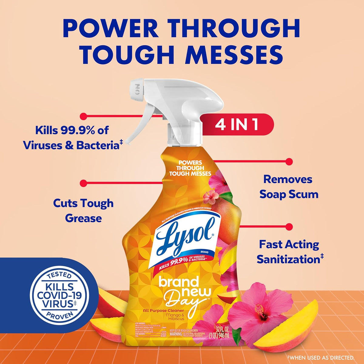 Lysol All Purpose Cleaner Spray, Multi-Purpose Disinfecting Spray, Kitchen & Bathroom Cleaner