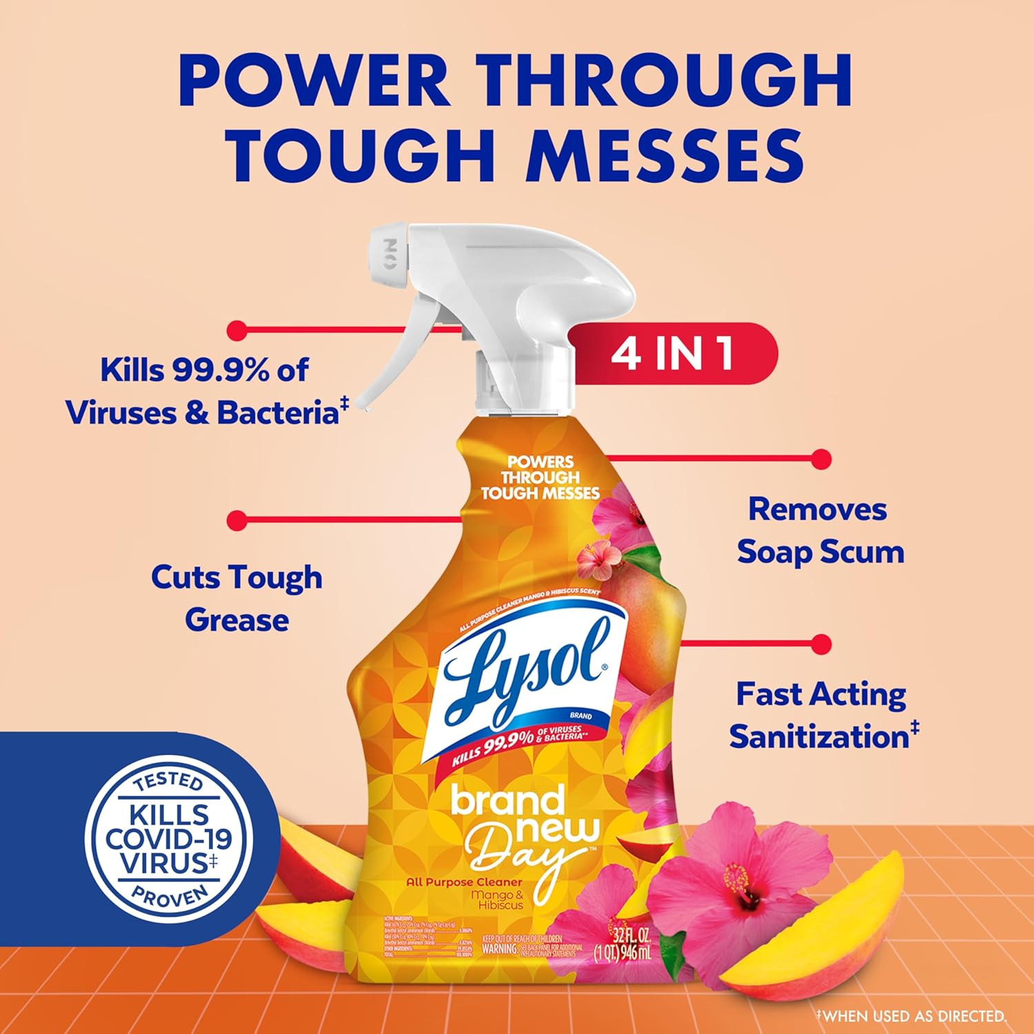 Lysol All Purpose Cleaner Spray, Multi-Purpose Disinfecting Spray, Kitchen & Bathroom Cleaner