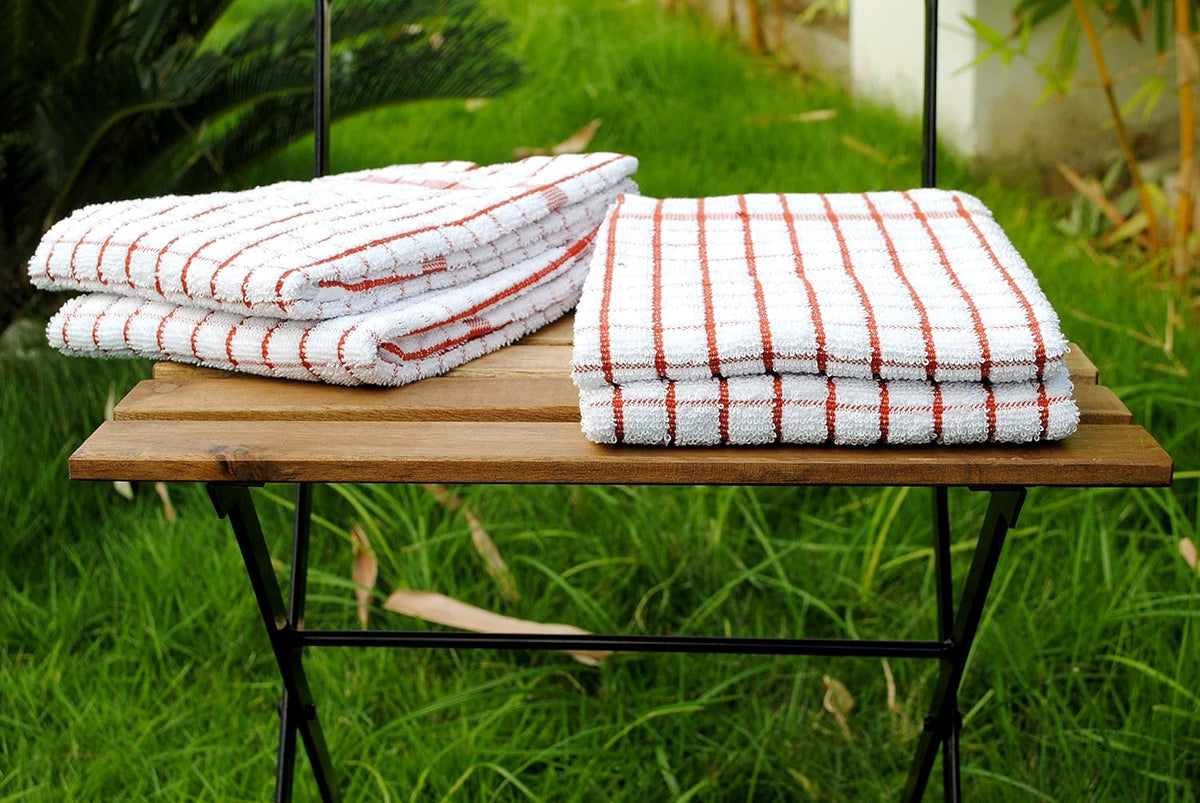 AMOUR INFINI Kitchen Towels Set of 4 - Highly Absorbent, Super Soft Terry Cotton 20x28 Inch Dish