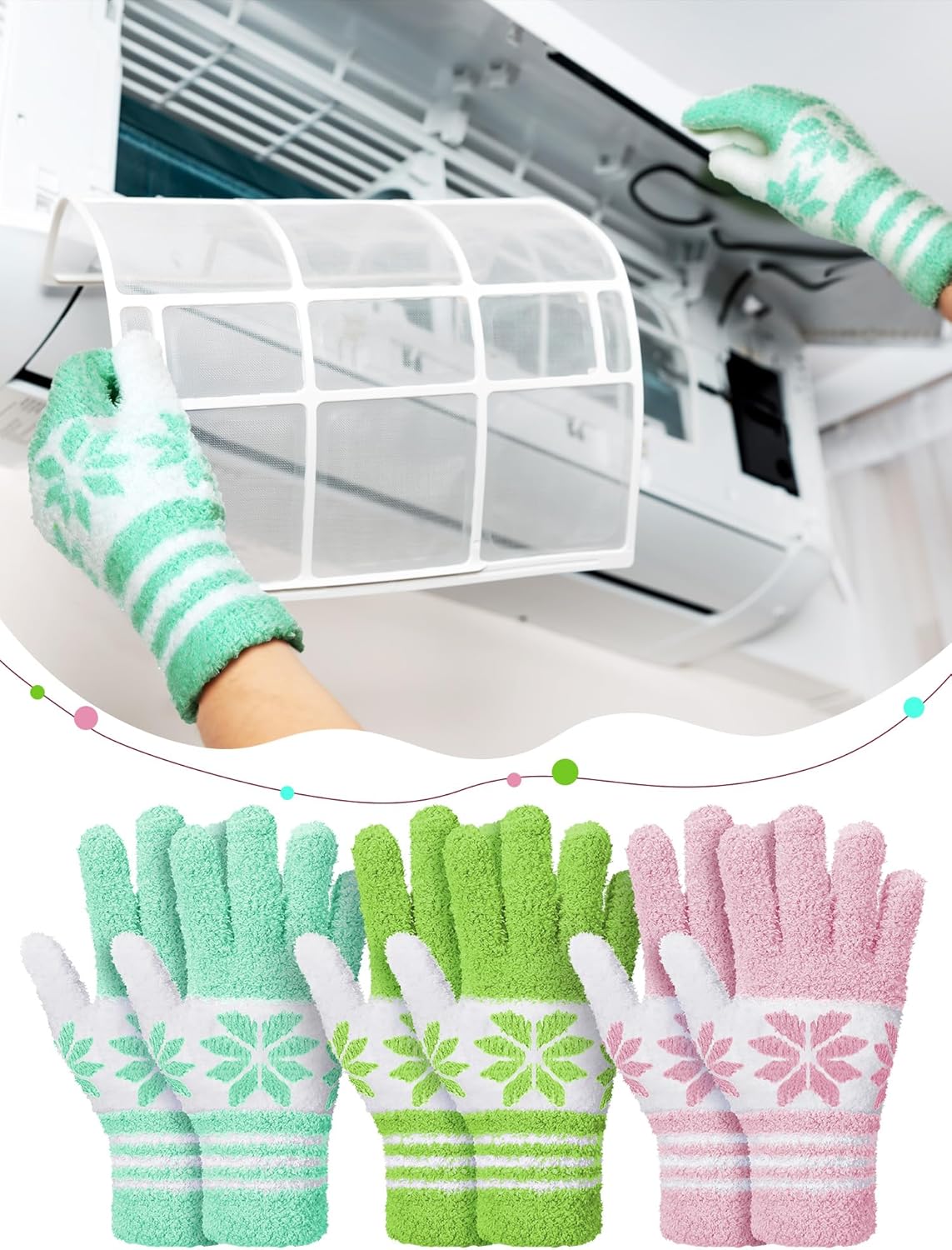 Patelai 3 Pairs Microfiber Plant Dusting Gloves Leaf Cleaning Gloves for Indoor Plants, Blinds