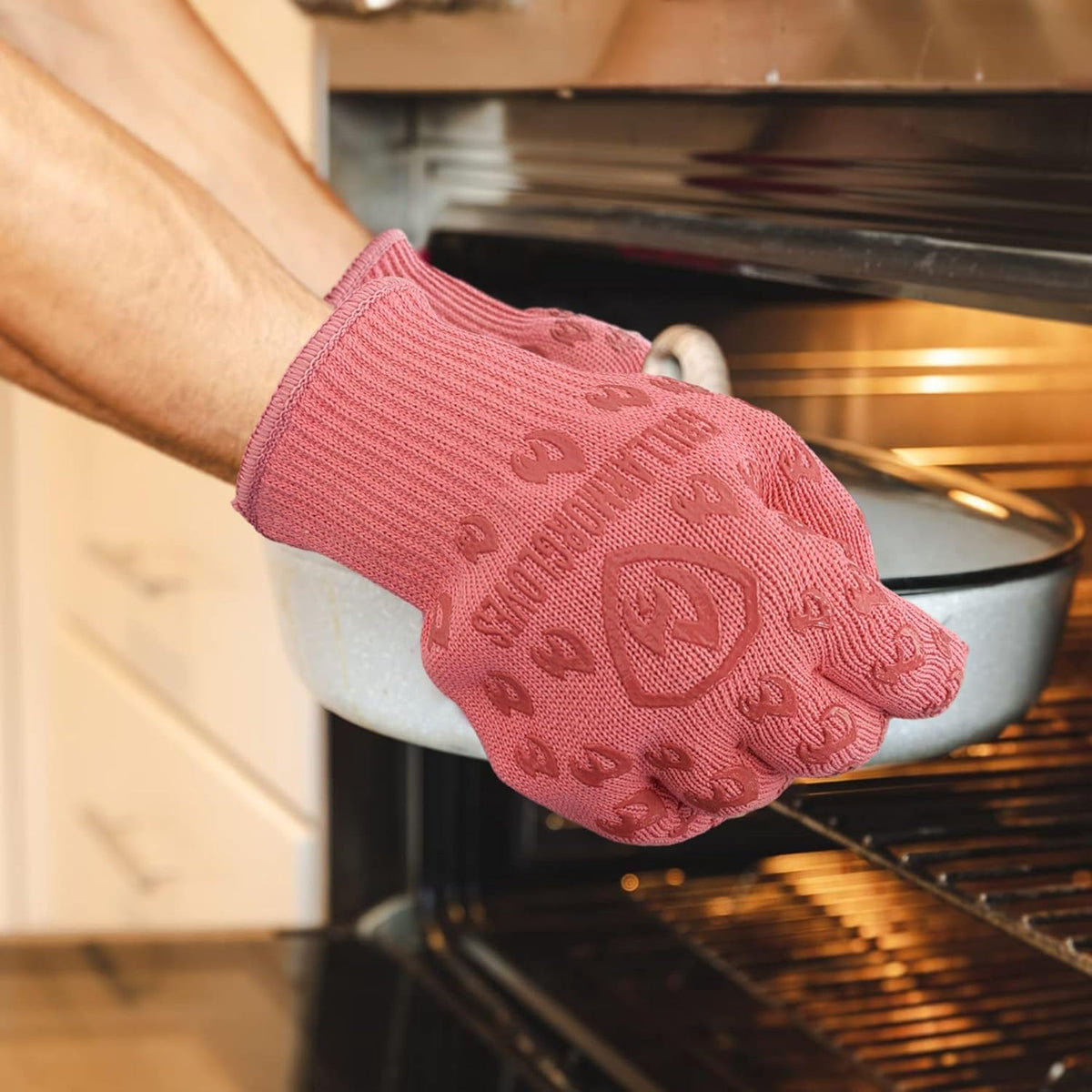 Grill Armor Oven Gloves 932°F Extreme Heat & Cut Resistant Oven Mitts with Fingers for BBQ