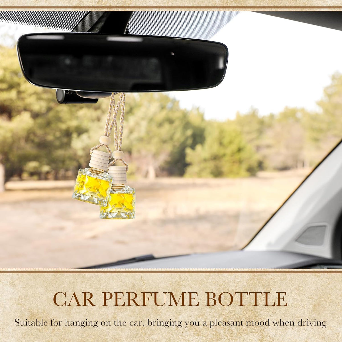 BBTO 50 Pcs Hanging Car Air Freshener Car Diffuser Bottles Empty Glass Perfume Bottle Freshener
