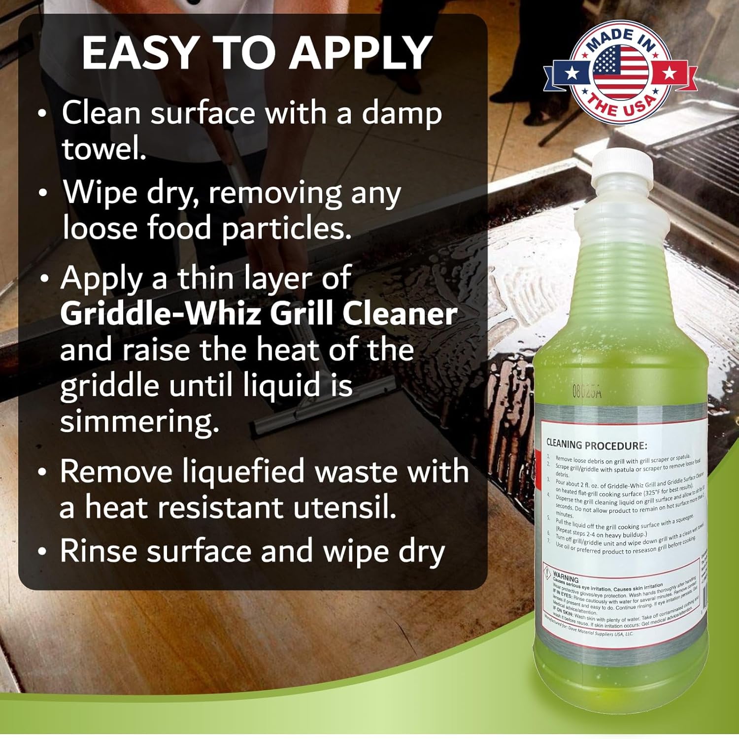 Griddle-Whiz Grill & Griddle Cleaner (4-Pack) | Removes Grease, Food Residue, Burnt On Organics |