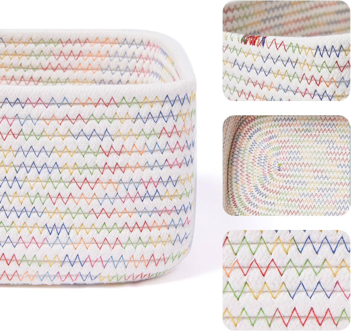 Small Storage Baskets for Organizing | Closet Organizer Bins | Shelf Toy Basket | Woven Rope