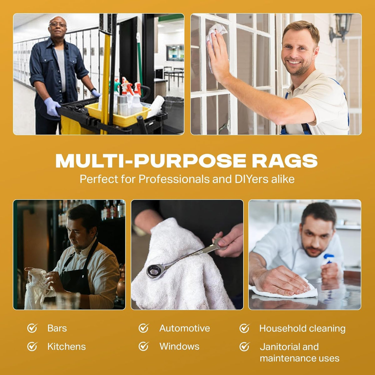 Angel-in-Armor White Terry Cloth Rags (16” x 19”) – 25lb Bulk Box of 100% Cotton Cleaning Rags