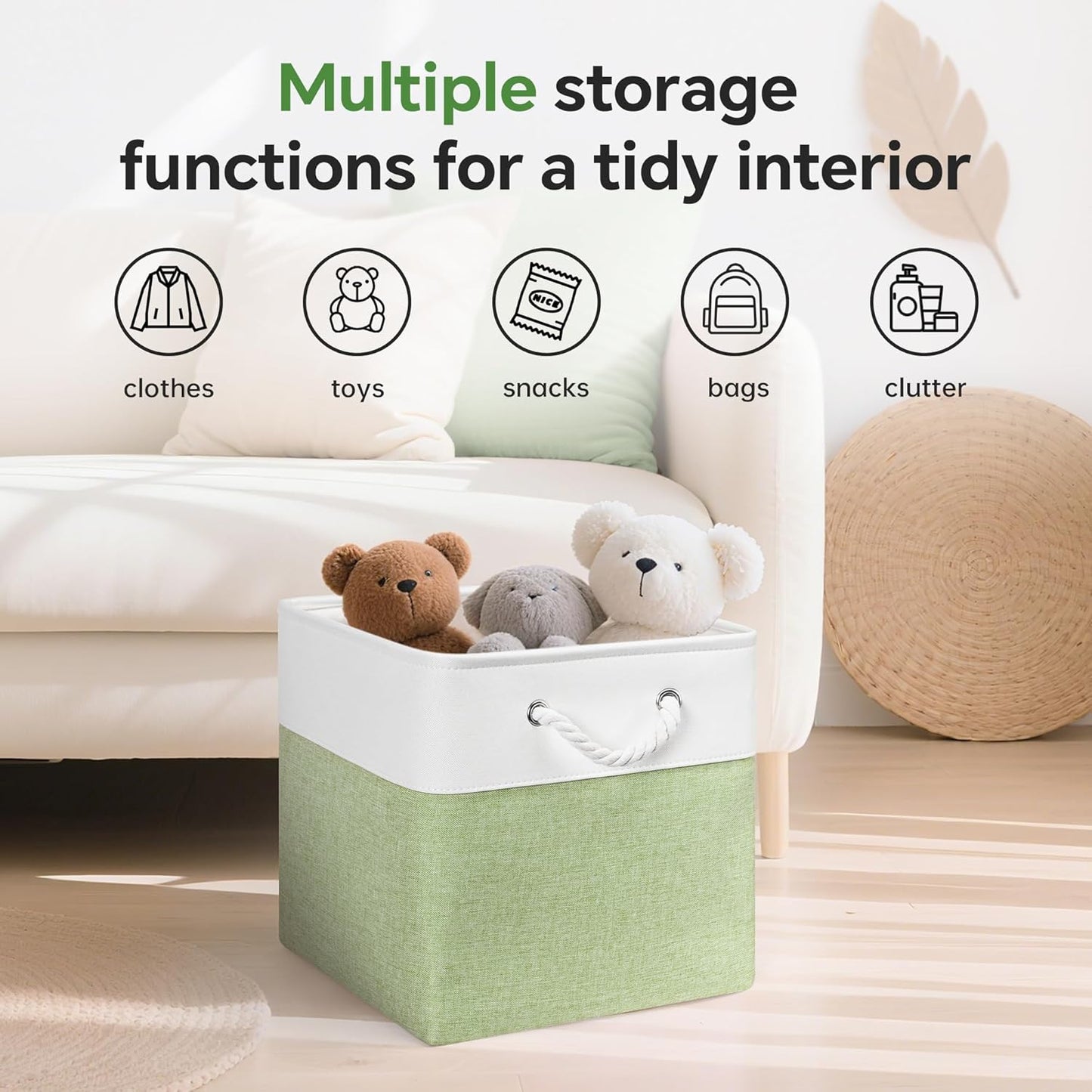 13x13 Inch Cube Storage Bins with Reinforced Bottom Cardboard, 6 Pack Large Collapsible Fabric