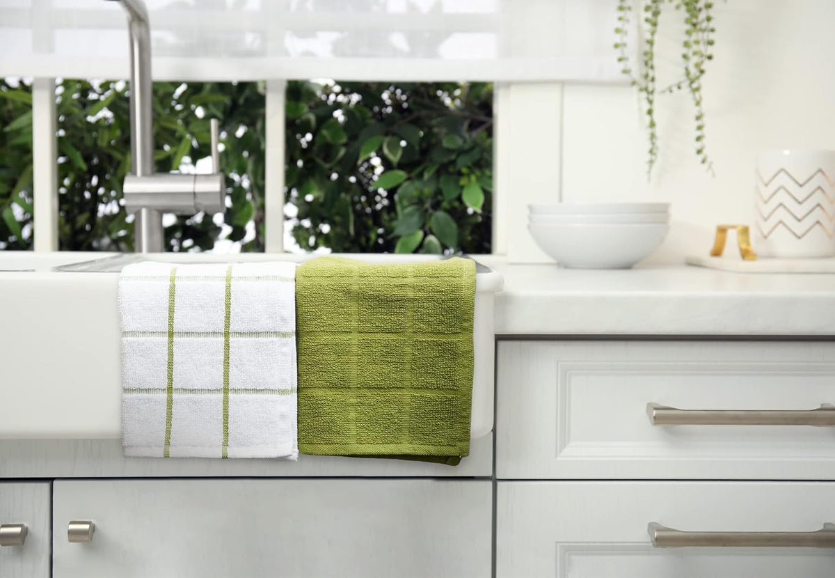 100% Cotton Terry Dish Cloth & Dish Towel, 6 Pack, Super Soft and Absorbent Kitchen Towels, Perfect