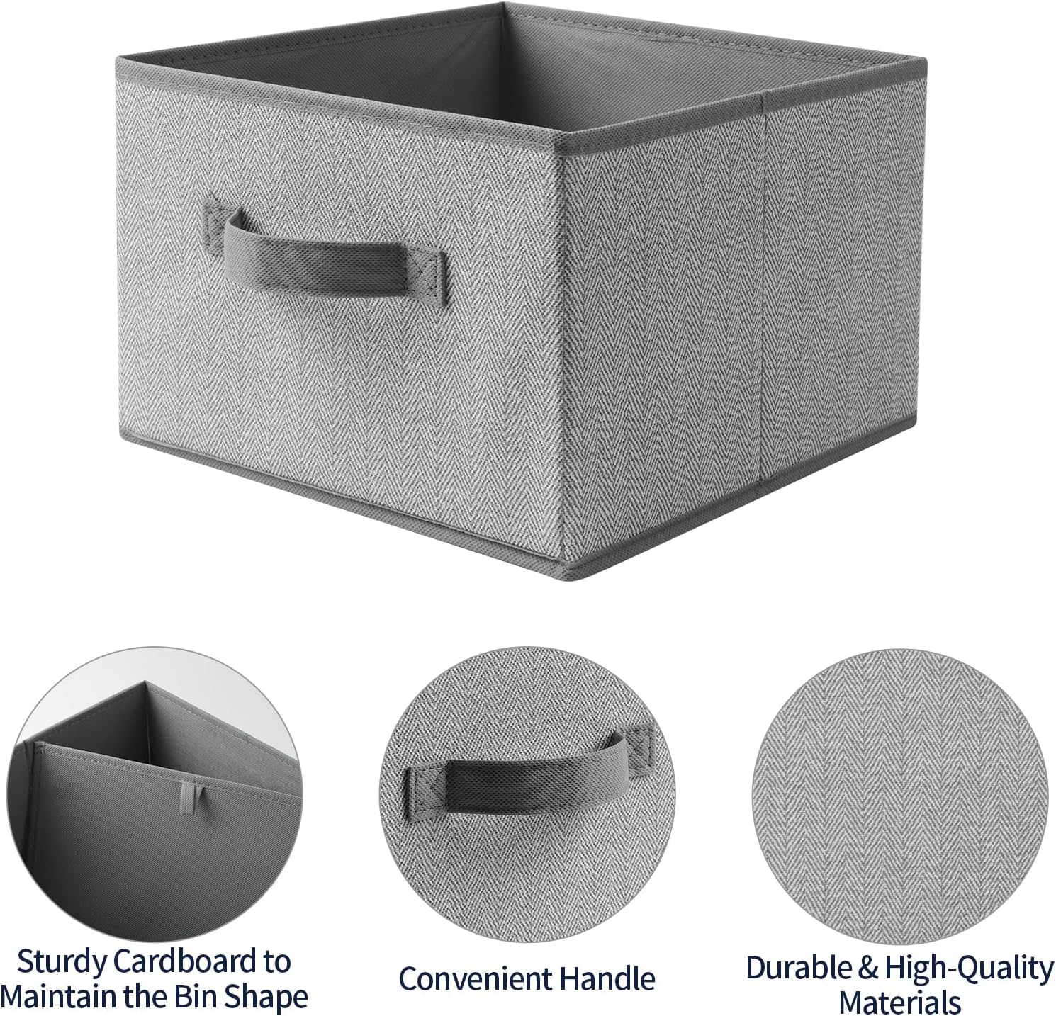 Storage Baskets, 11-Inch Woven Fabric Bins, Storage Cubes with Reinforced Handles, Organizer Bins