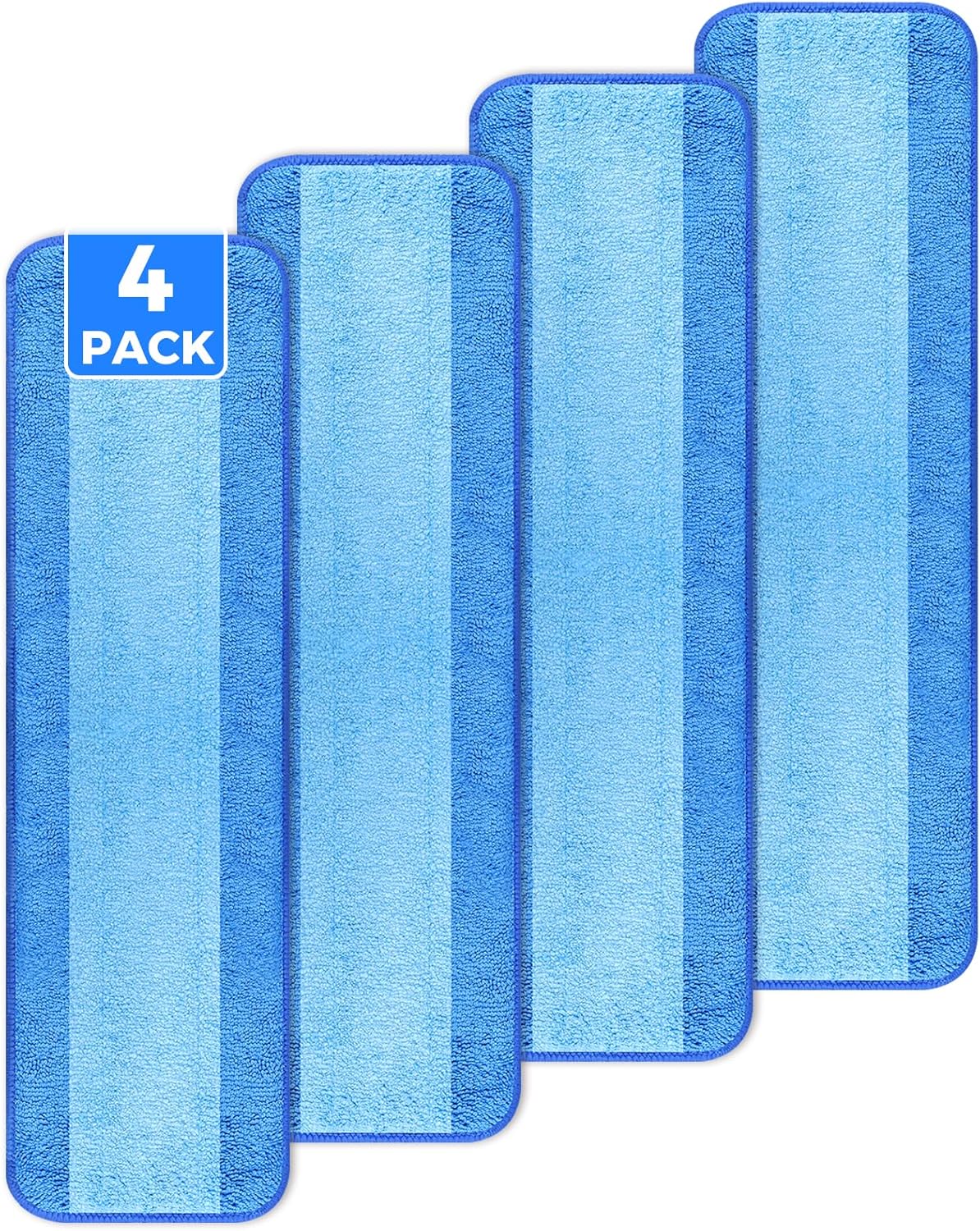 4-Pack Microfiber Cleaning Pads, 18-Inch Microfiber Mop Pads Compatible with Bona Mop, Washable and