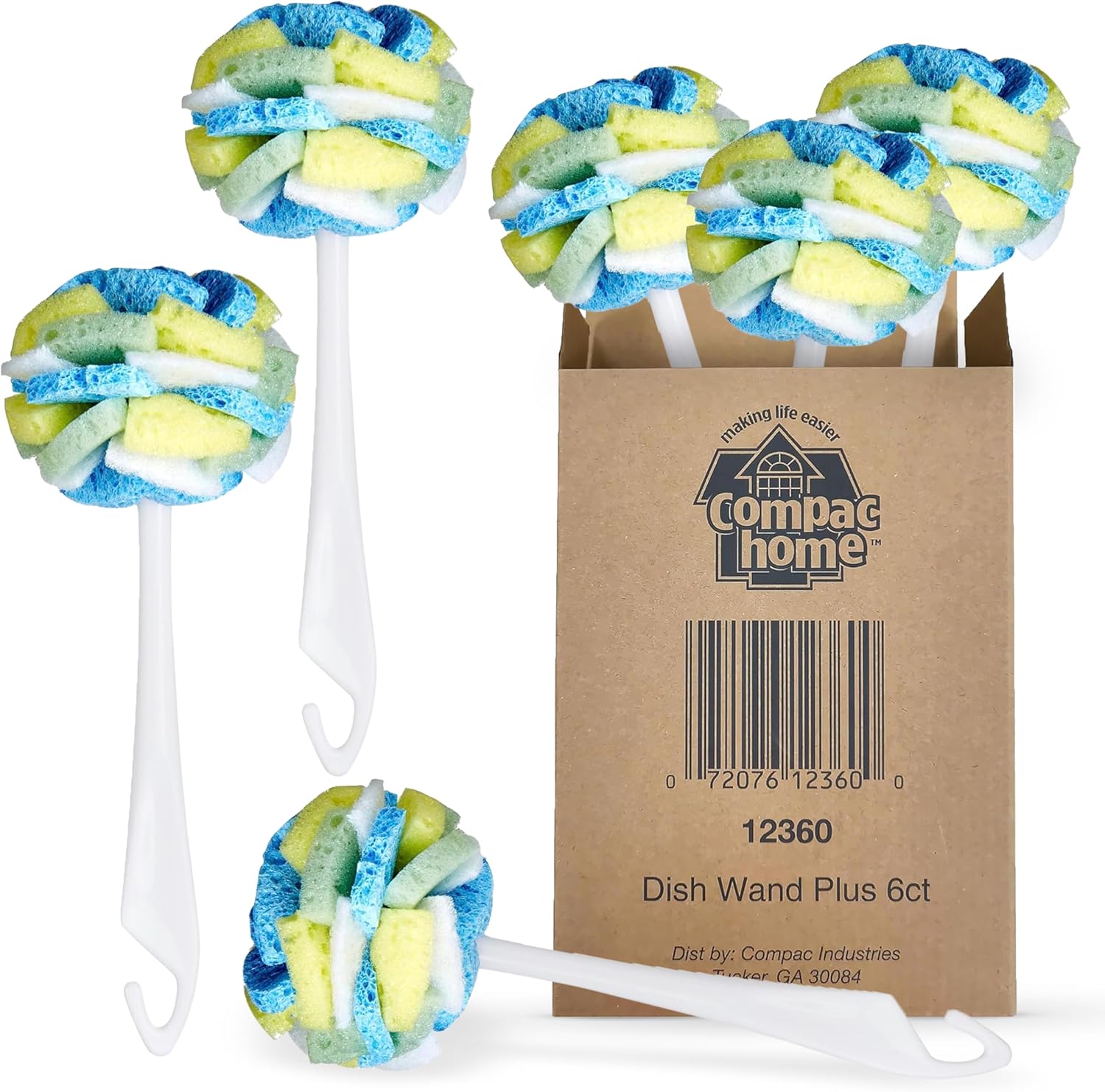 Compac Home Dish SpongeWand Plus Tri Surface Scrubbing Sponge with Cello Foam Scour Sponge Petals