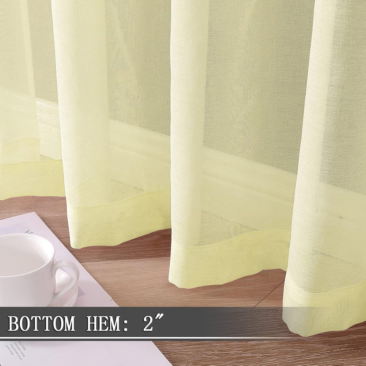 Tollpiz Sheer Curtains Linen Textured Bedroom Curtain Sheers Light Filtering Rod Pocket Voile