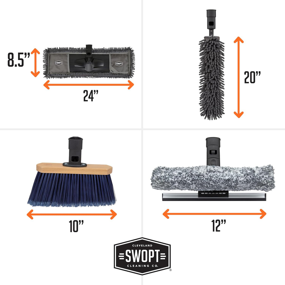 SWOPT 7-Piece Ultimate Indoor Kit — Includes 48” and 60” Wooden Handles, Dust Mop, Cotton Mop