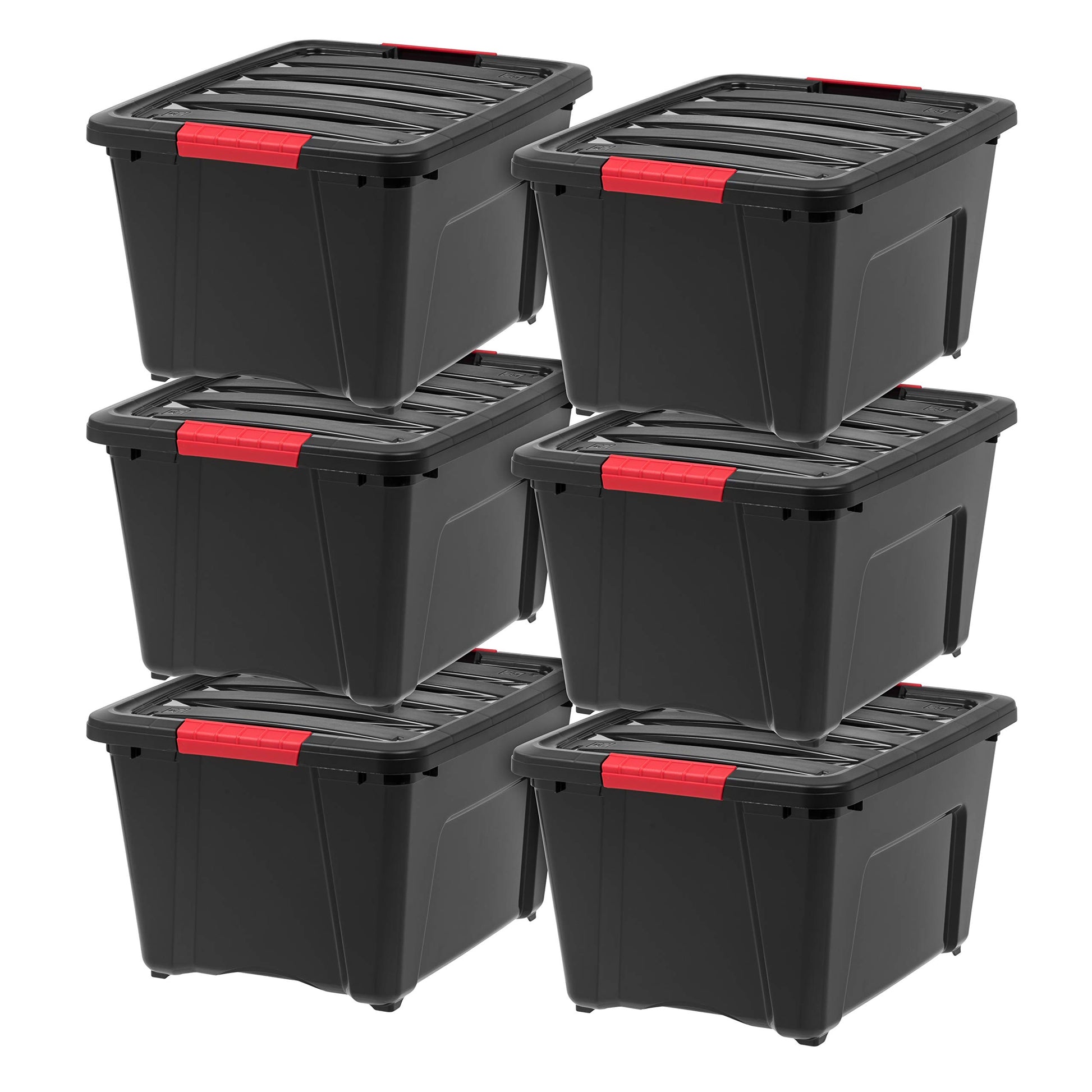 IRIS USA 6-Pack 32 Quart Storage Bins with Lids, Black
