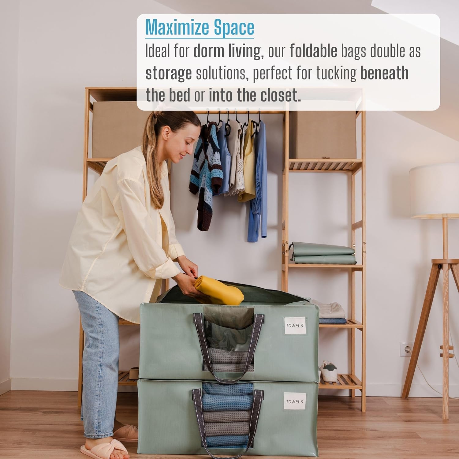 VENO 4 Pack Moving Bags for College, Heavy-Duty Storage Totes, Moving Boxes and Wardrobe Packing