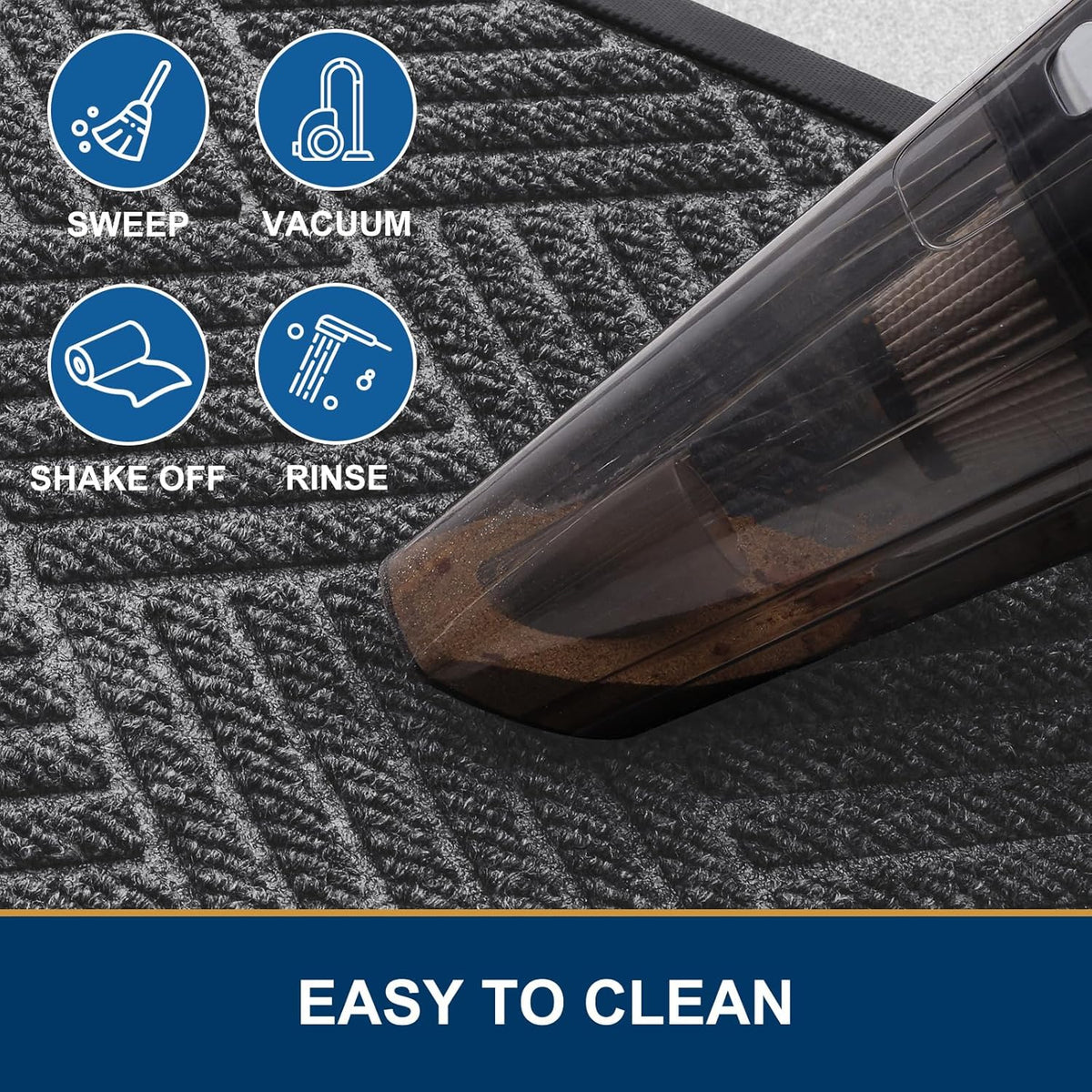 Smiry Front Door Mat Outside Entrance, Heavy Duty Outdoor Indoor Natural Rubber Doormat, Non Slip