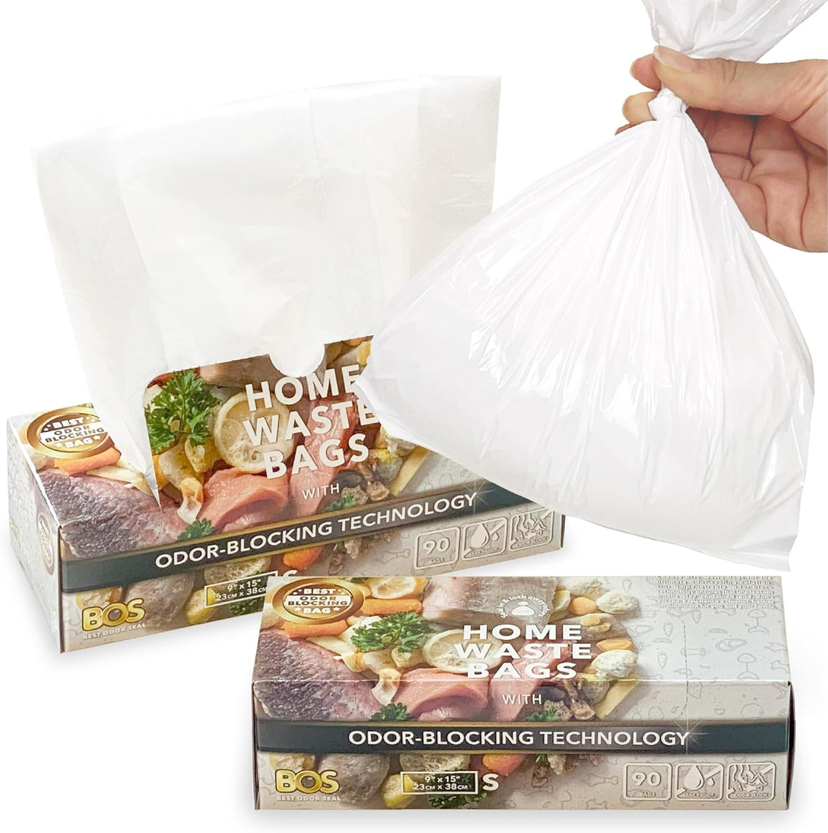 BOS Odor-Sealing Kitchen, Home & Food Small Trash Bags for Waste- Disposable Bags - Scent & Smell