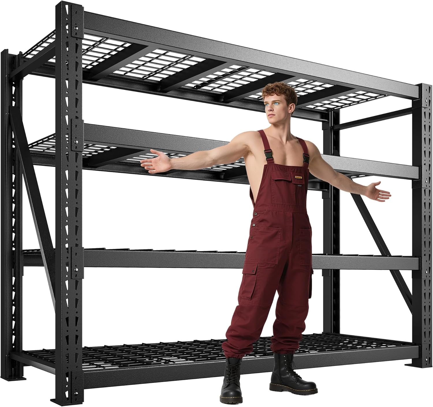 Bepatio 9400LBS Storage Shelves Heavy Duty Garage Shelving 67.6''W 4 Tier Adjustable Metal Shelving