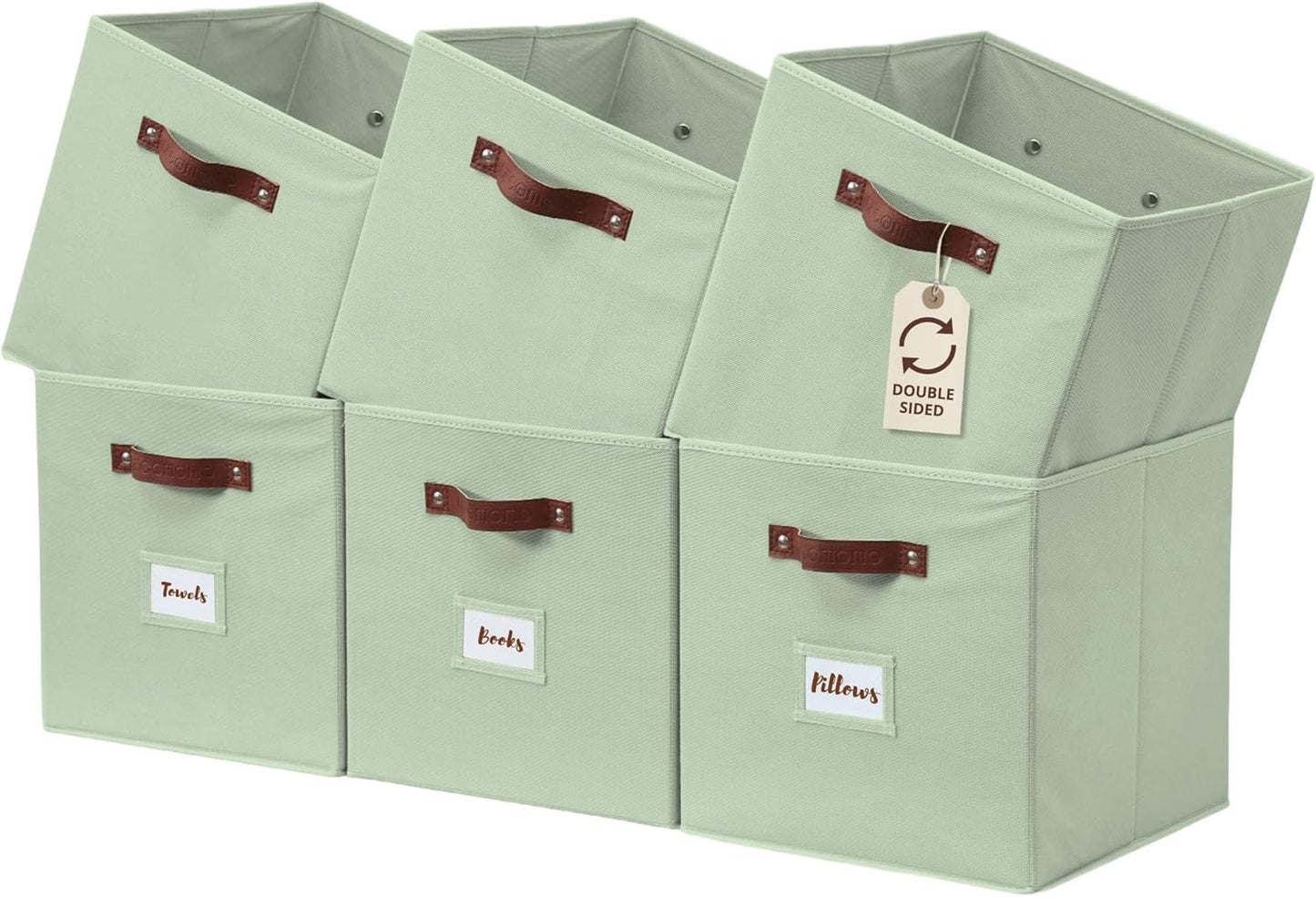 DECOMOMO Storage Bins, Cube Storage Bin with Labels, Fabric Storage Cubes for Shelves (10.5" x 11"