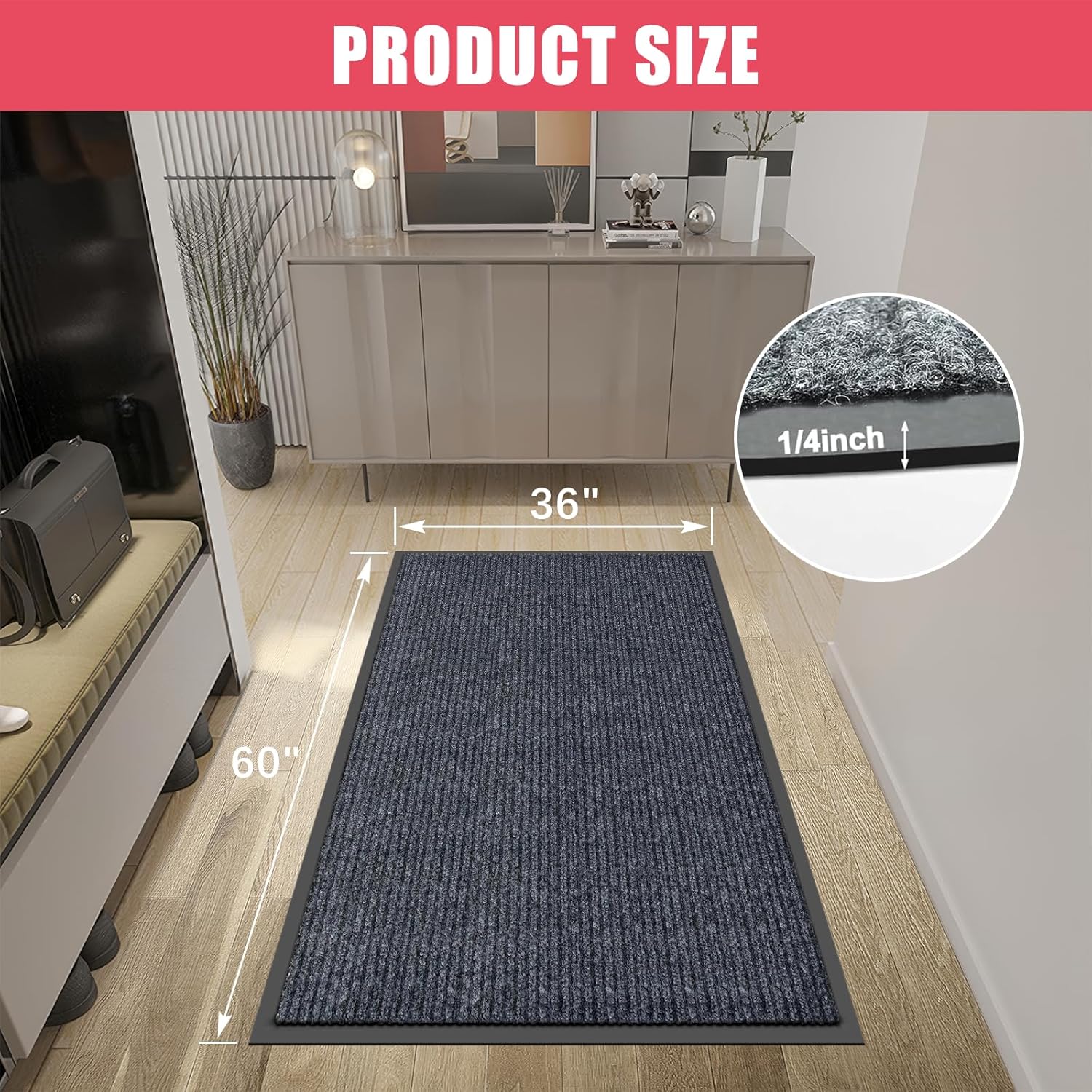 Kuyal Front Door Mat, 3'x5' Indoor Outdoor Entrance Mat, Commercial Floor Mats Inside Outside