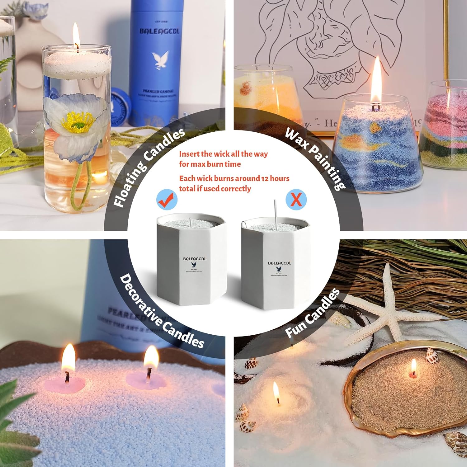 Bluebell Scented Light Blue Pearled Candle 18oz Luxury Sand Candle Granulated Wax - 30 Cotton Wicks