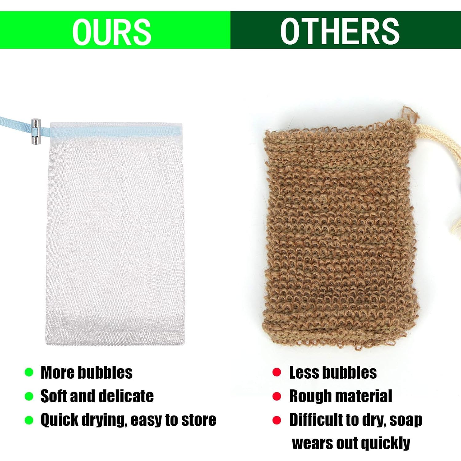 Cobahom Soap Bag 6 Pack 6 x 3.5 Inch Mesh Foaming Net Soap Sack Bags Soap Saver Pouch Net Bags with