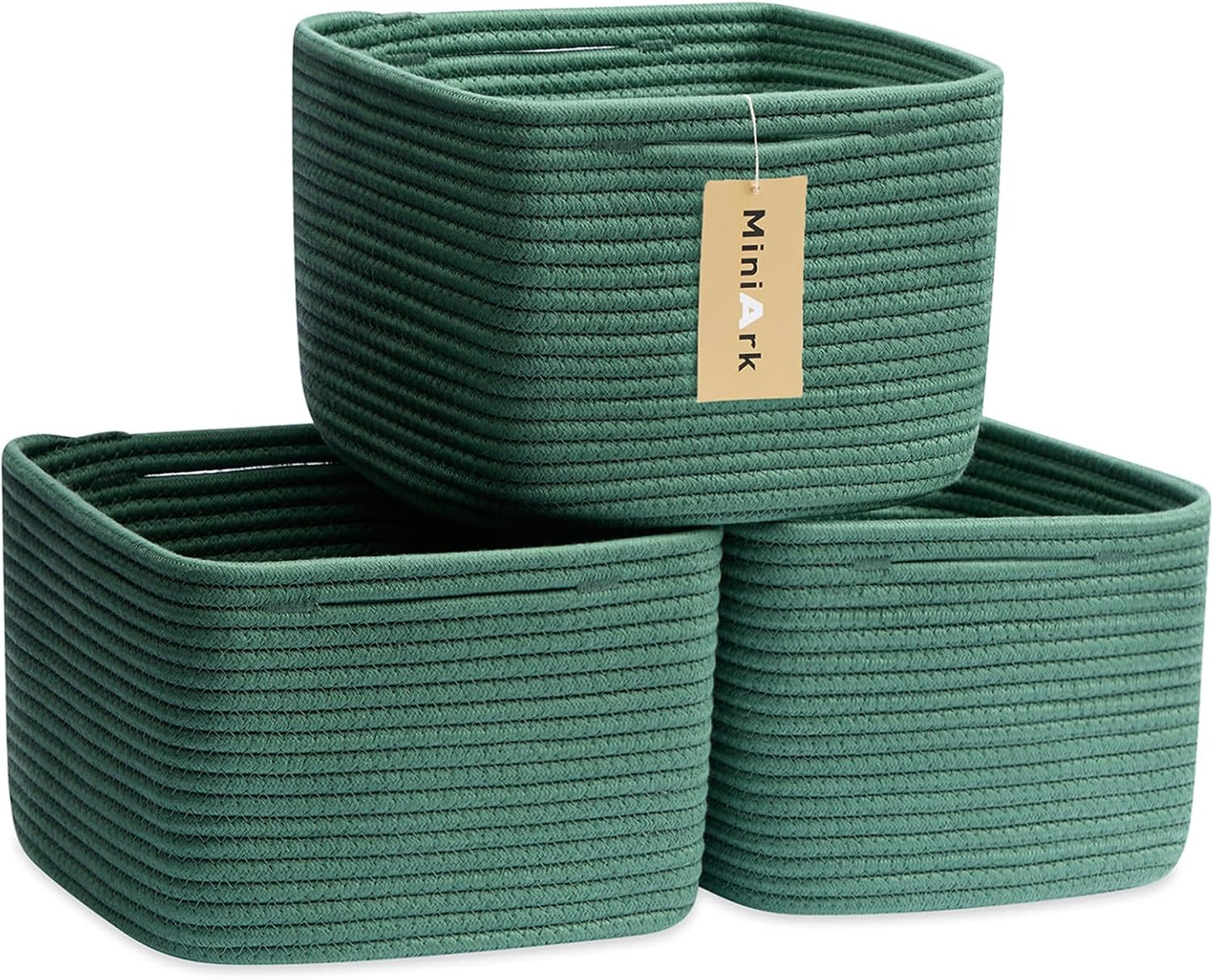 Small Organizing Baskets for Cubes Shelf, 9.7x9.7x7.1 Inch Rope Woven Storage Bins for Nursery
