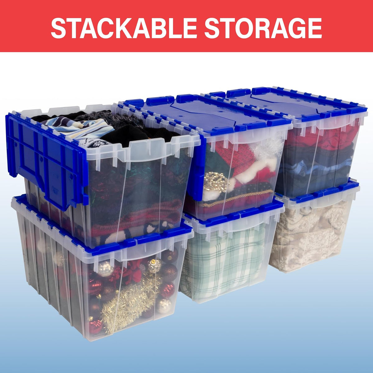 Akro-Mils KeepBox 18 Gallon Storage Container, Nesting and Stackable Plastic Storage Box with Lid