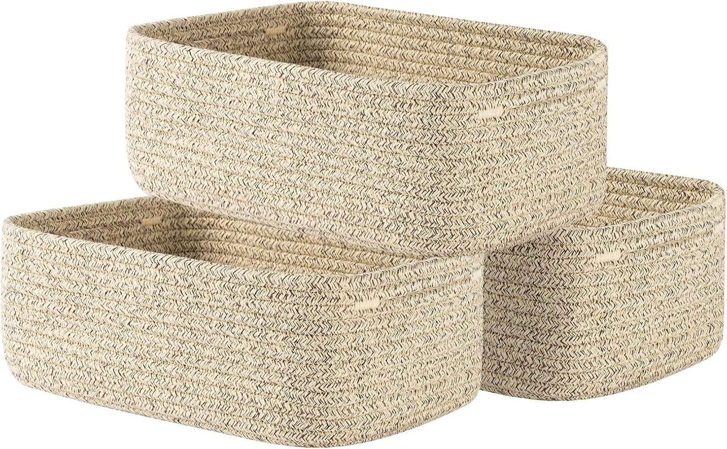 Small Woven Basket, 12 x 8 x 4.5 Inches, Storage Basket for Organizing, Cute Small Rope Shelf