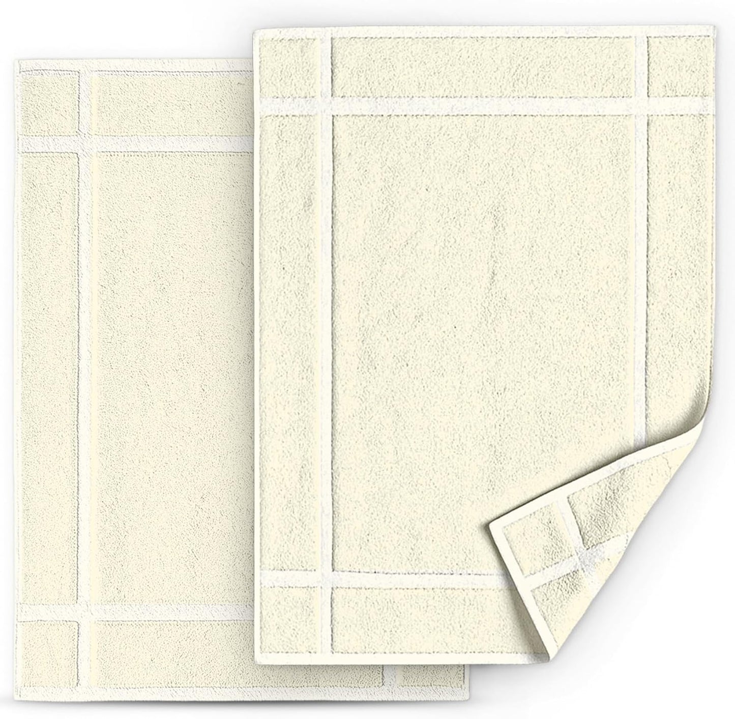 Pearl Linens Pack of 2 100% Cotton Bath Mat 18x25 inches, Soft & Absorbent Quick Dry Bathroom Mats