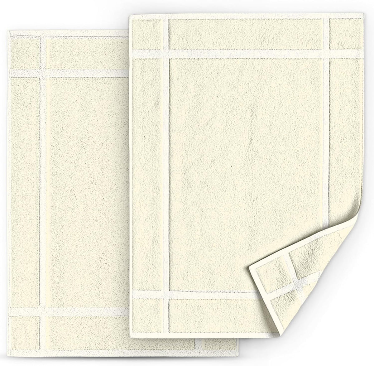 Pearl Linens Pack of 2 100% Cotton Bath Mat 18x25 inches, Soft & Absorbent Quick Dry Bathroom Mats