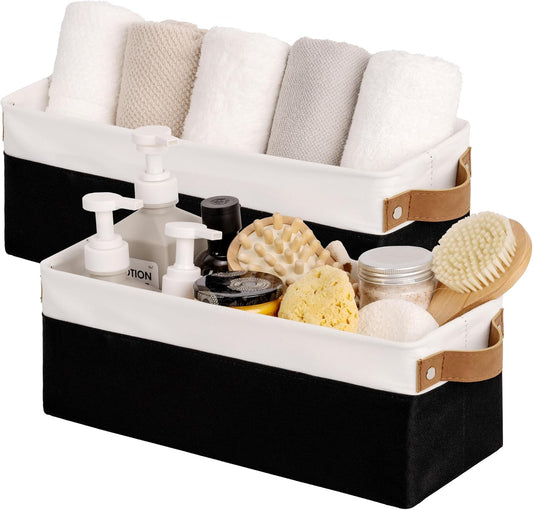 StorageWorks Narrow Storage Bins, Small Basket for Closet and Shelves, Fabric Organizer with