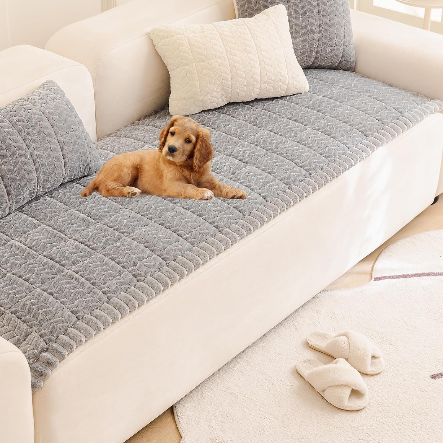 Pet Couch Cover Protector Sofa Covers for Pets Washable Non Slip Couches and Sofas Dog Mat (Grey