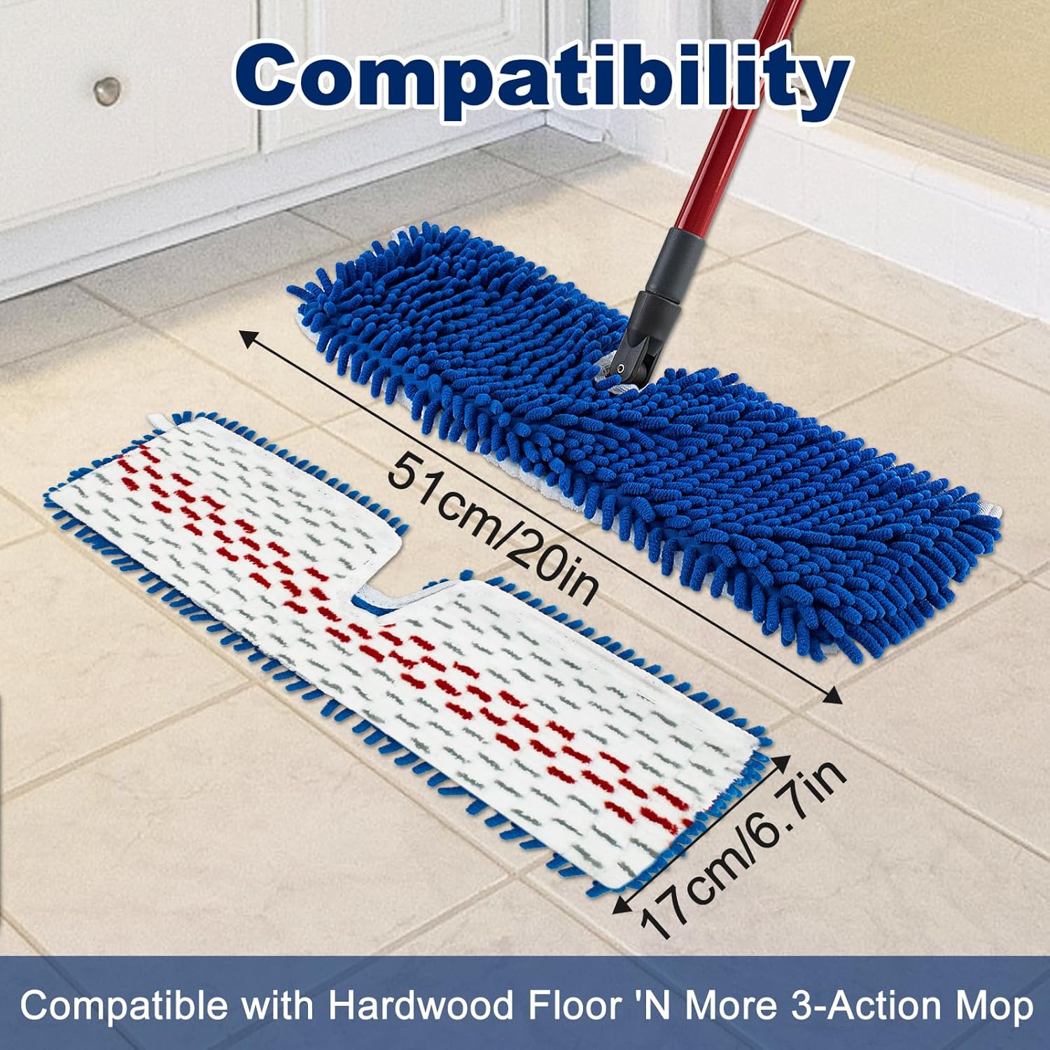 4 Pack Mop Replace Head for Ocedar Hardwood Floor'n More 3-Action Flip Mop,Mop Heads Replacements