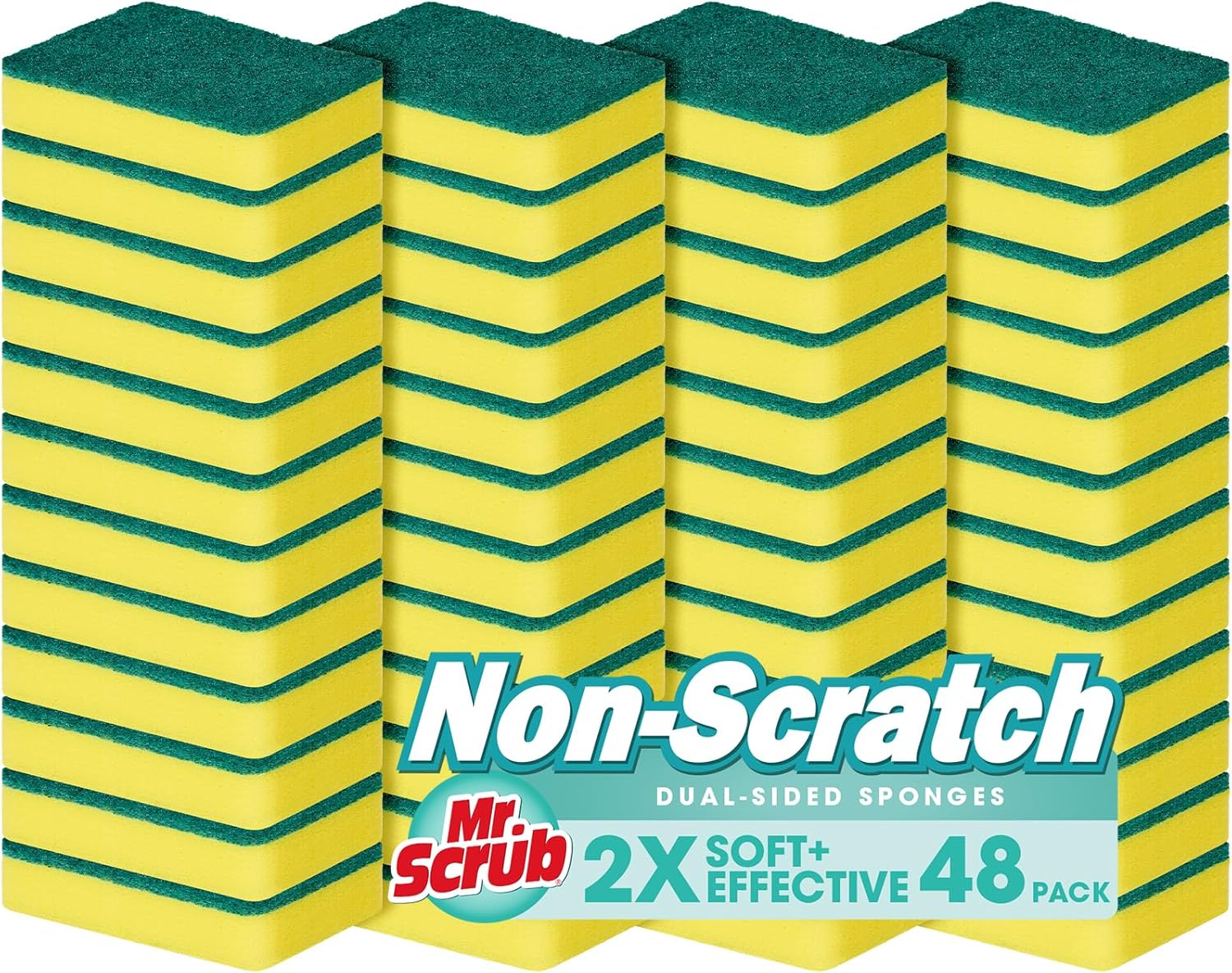Sponges Kitchen Scrub Dish Sponge Scouring Pad, 48 Pack Cleaning Brush Scrubber Supplies for Soap