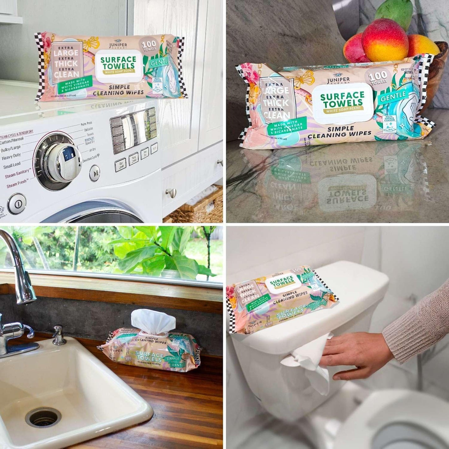 3 Packs Surface Cleaning Wipes, Thick & Large Dispose, All-Purpose Cleaner for Bathroom, Kitchen