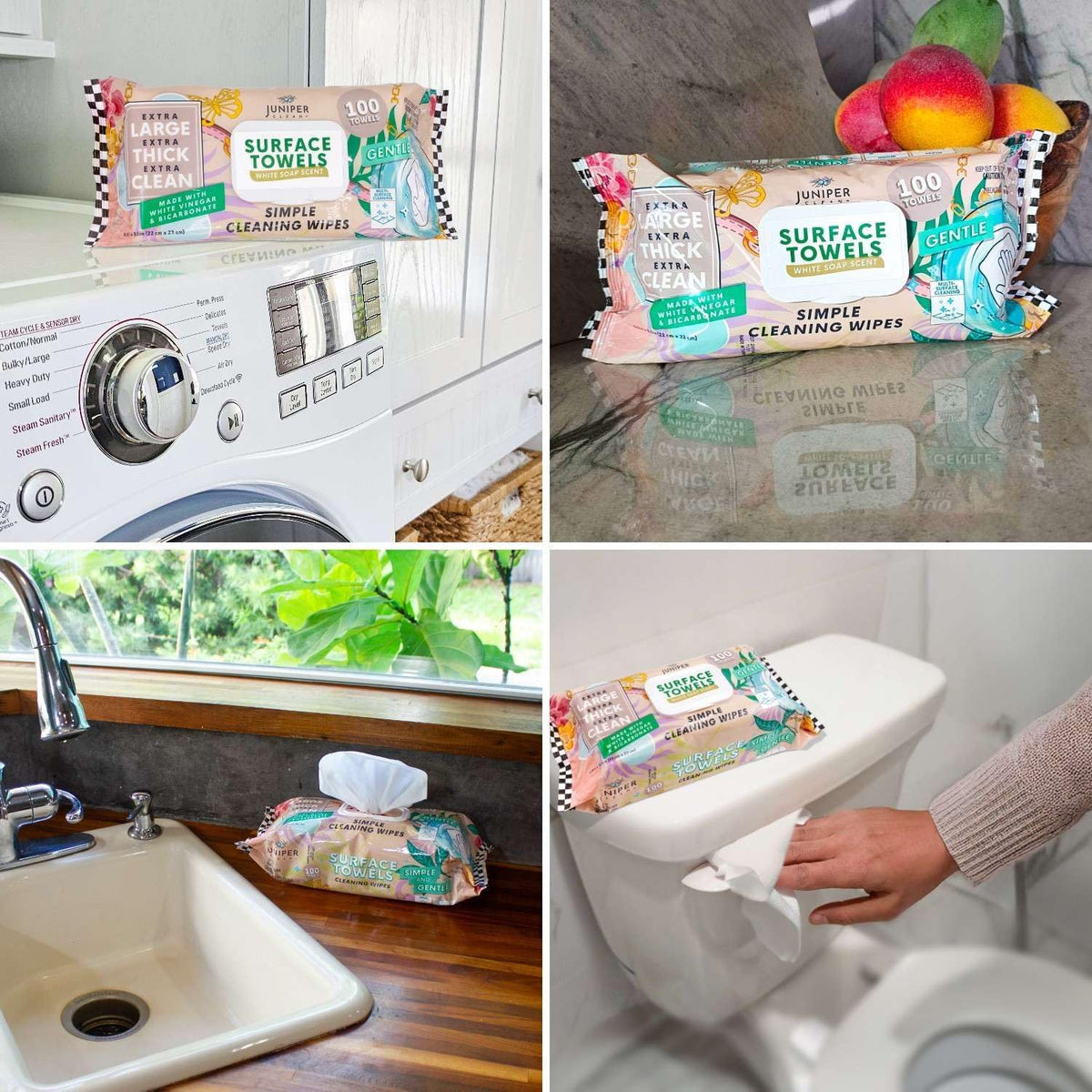 Single Surface Cleaning Wipes, Thick & Large Dispose, All-Purpose Cleaner for Bathroom, Kitchen
