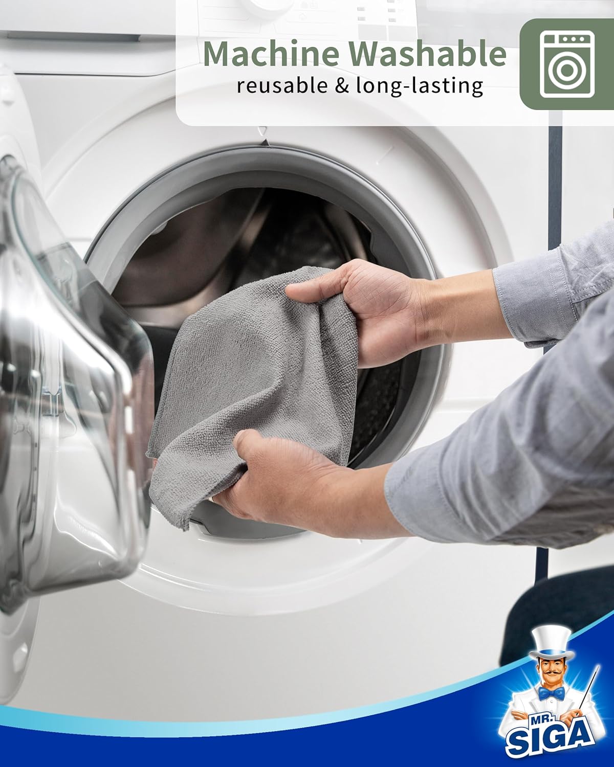 MR.SIGA Microfiber Cleaning Cloth, All-Purpose Microfiber Towels, Streak Free Cleaning Rags, Pack