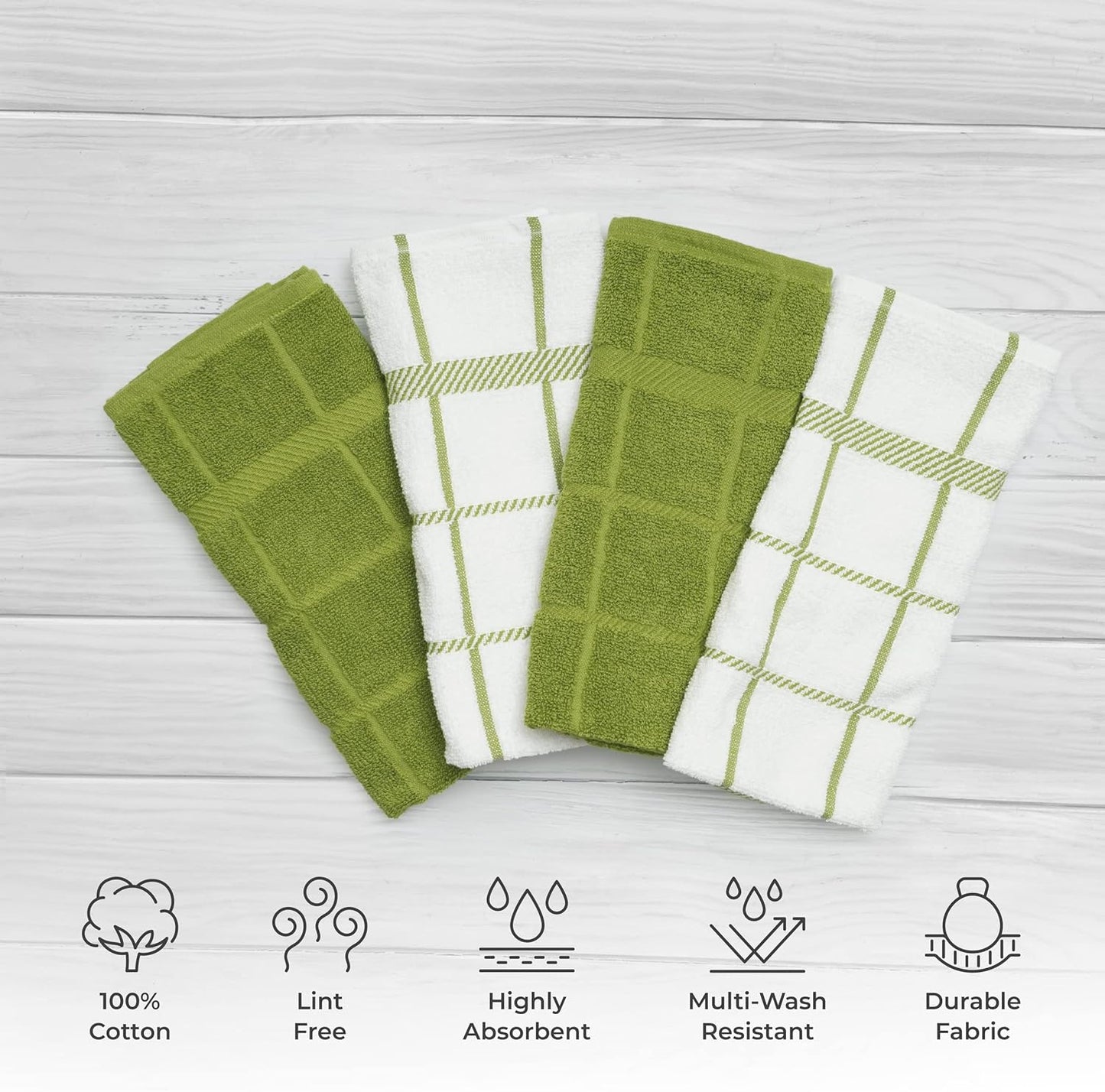 100% Cotton Terry Dish Cloth & Dish Towel, 6 Pack, Super Soft and Absorbent Kitchen Towels, Perfect