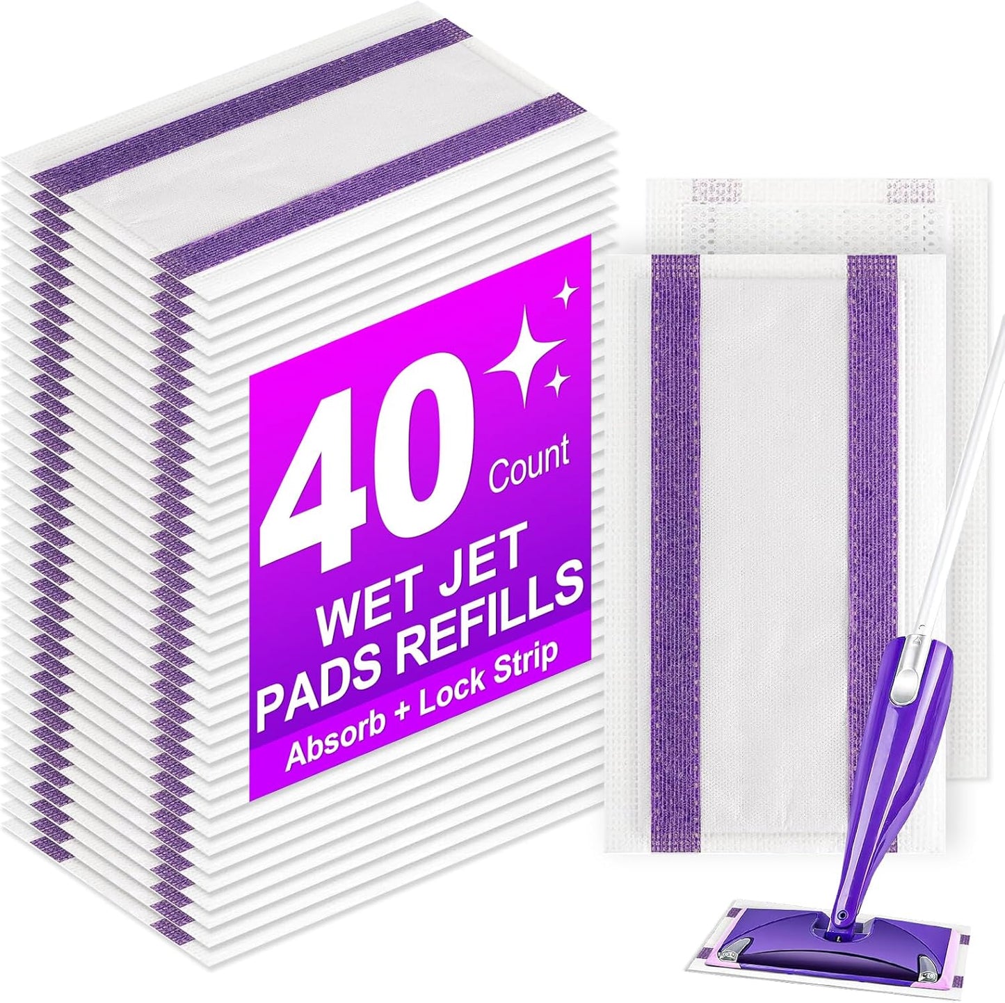 40Pack Mopping Pad Refill for Wetjet Mop Compatible with Wet Pads Refill Replacement for Wet Jet