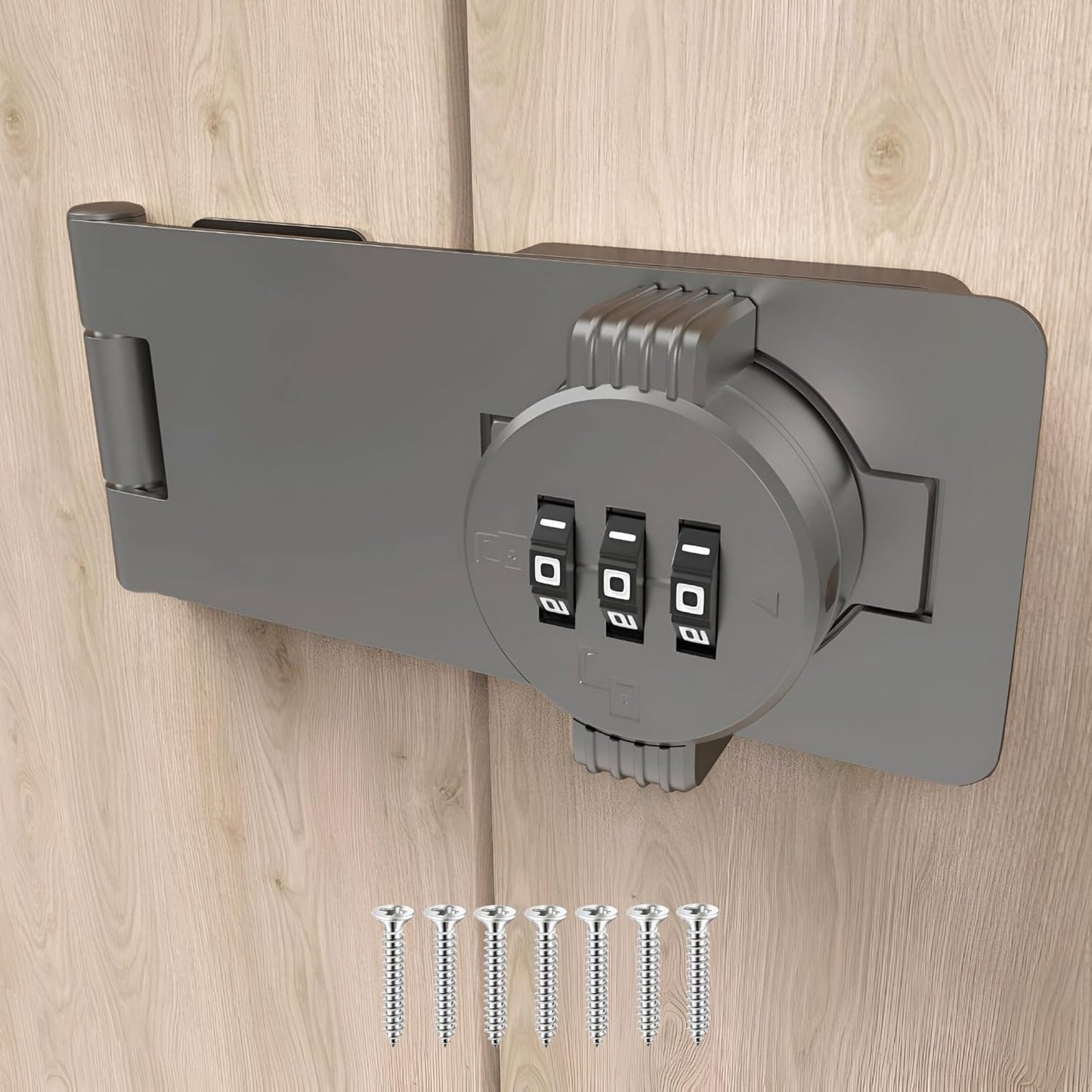Keyless Combination Lock – 3-Digit Combination Lock for Cabinet Doors – Twist Knob Hasp Latch Lock