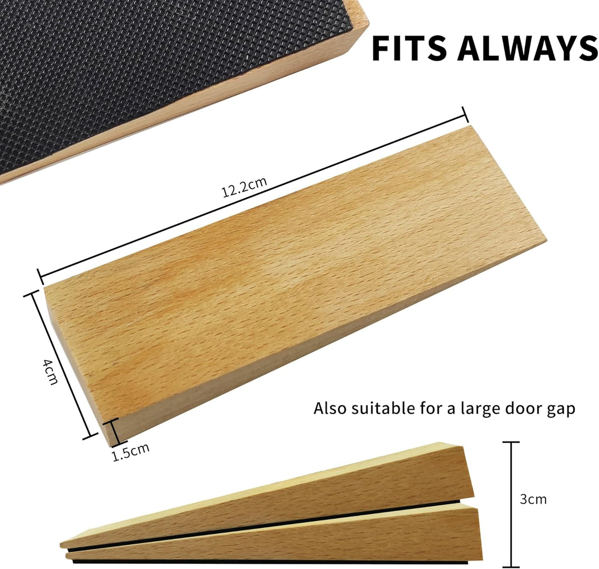 4 Pack Wooden Door Stop - Non-Slip Door Stoppers for Floor - Door Wedges for All Door Types and