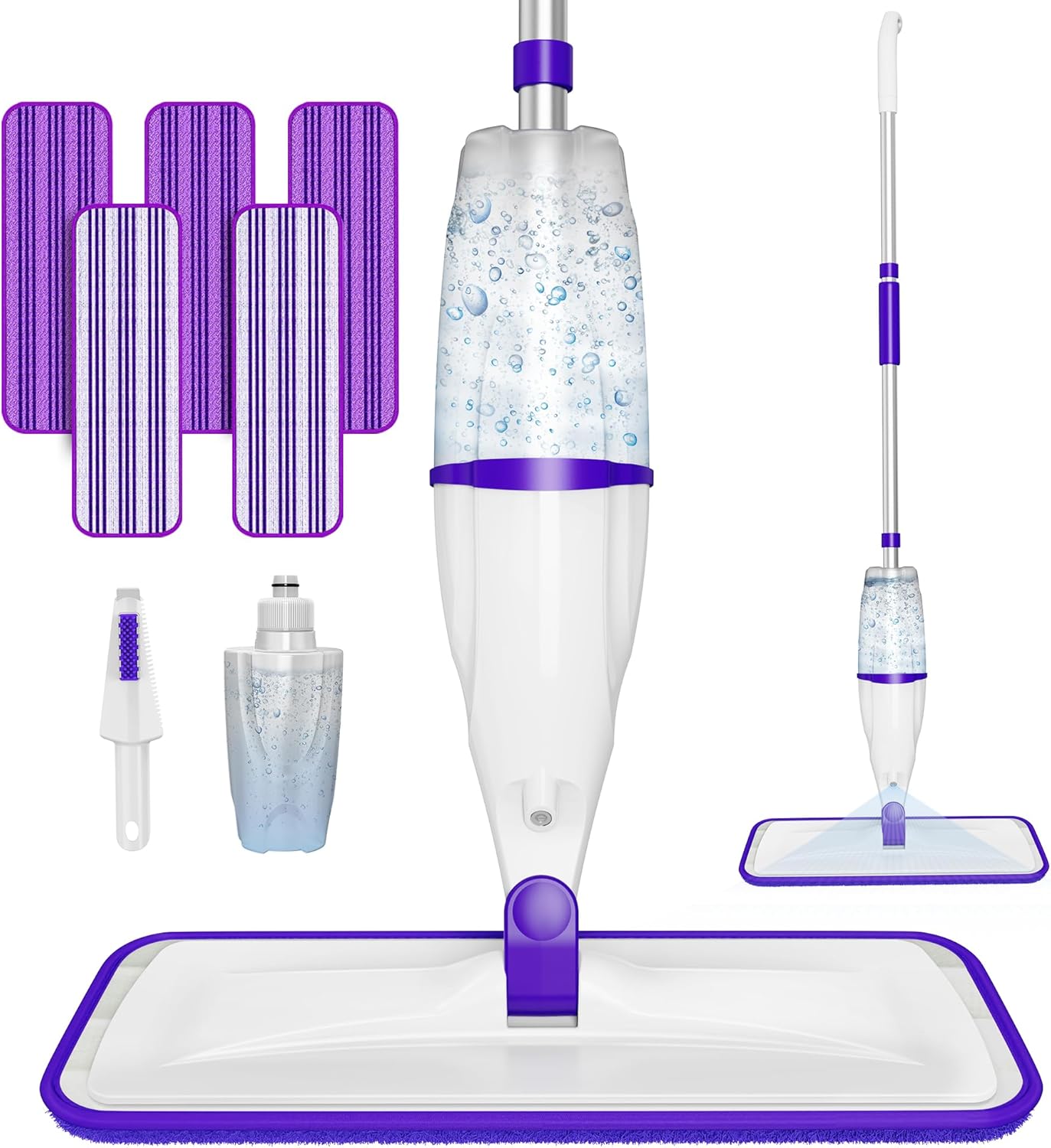 Spray Mop for Hardwood Floor Cleaning: EXEGO Wet Mops with 5 Microfiber Refillable Pads for Swiffer