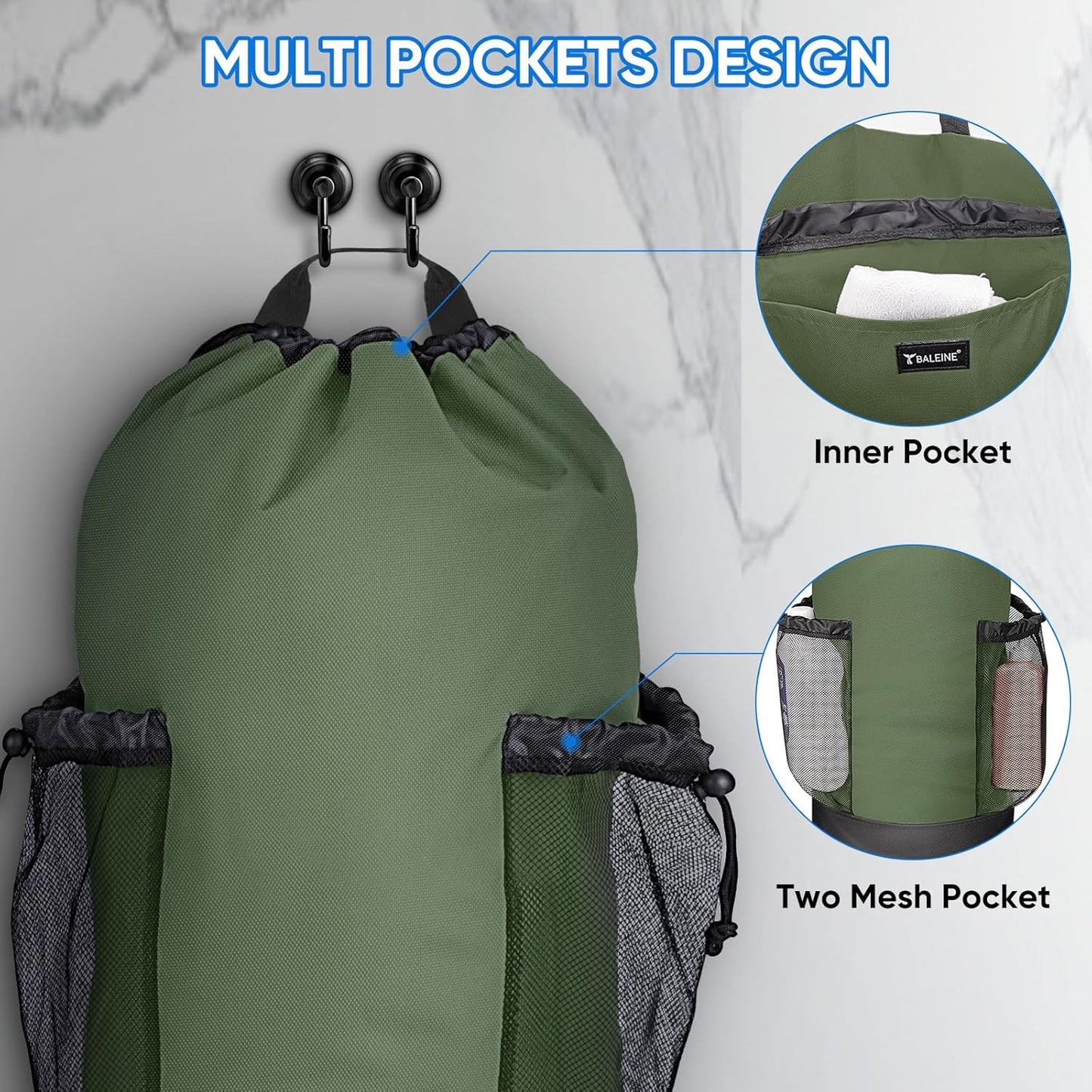 BALEINE 150L Laundry Bag Backpack, 900D Oxford Fabric Large Travel Laundry Bags with Shoulder