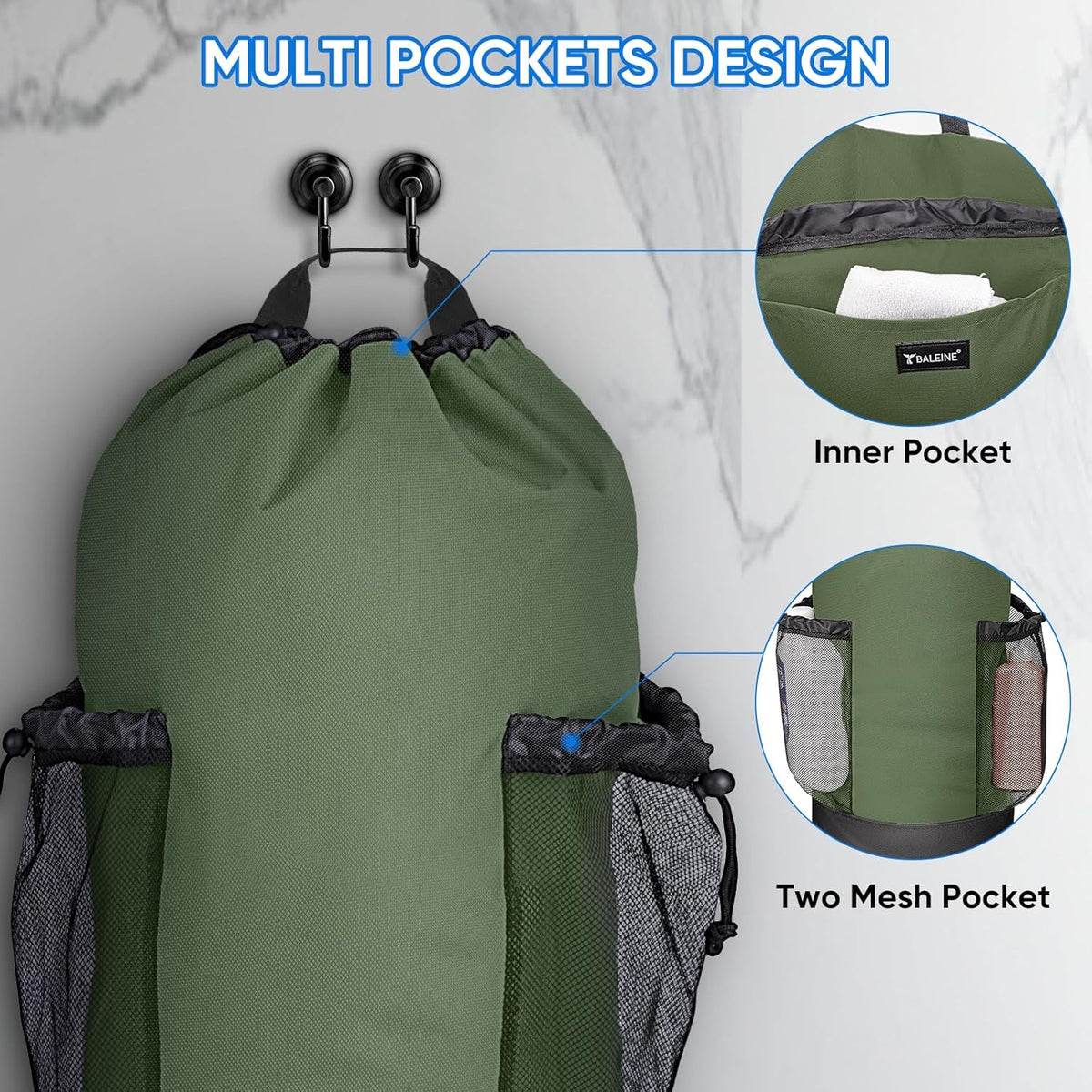 BALEINE 150L Laundry Bag Backpack, 900D Oxford Fabric Large Travel Laundry Bags with Shoulder