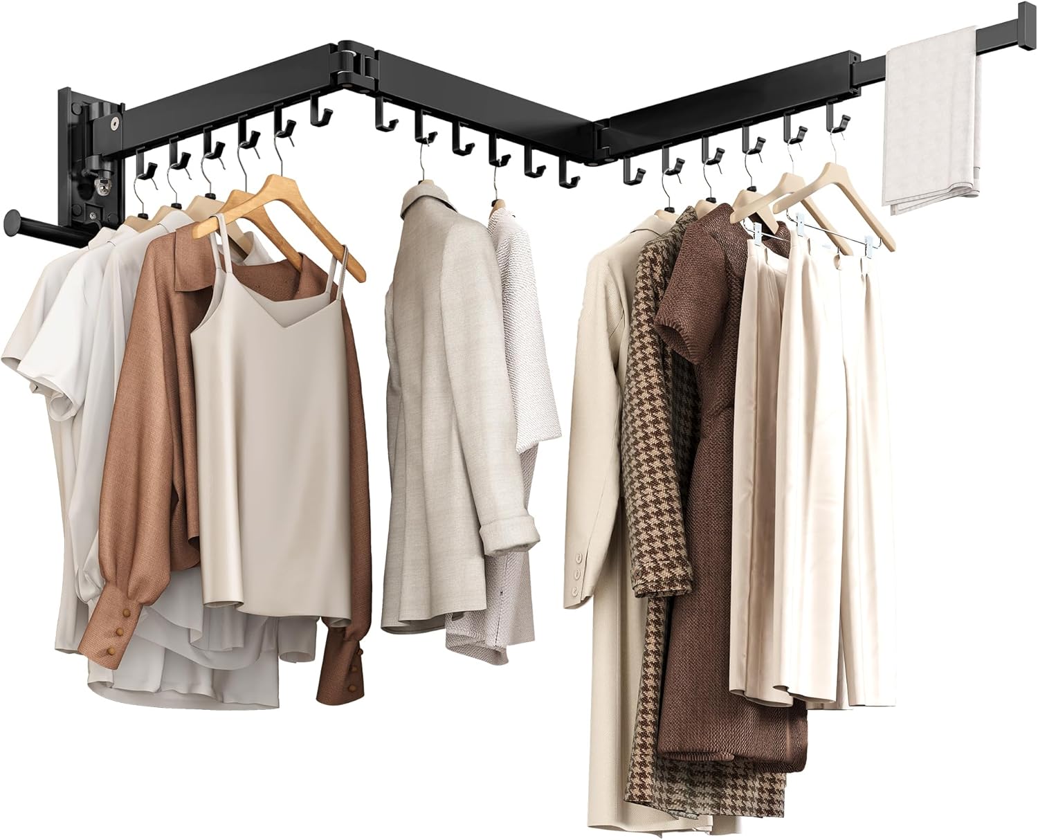 Wall Mounted Collapsible Clothes Drying Rack, Space-Saving Laundry Drying Rack Clothing Hanger