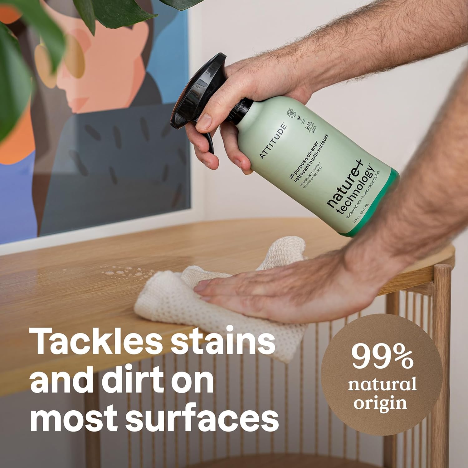 ATTITUDE All-Purpose Cleaner Spray, Natural Origin Ingredients, EWG Verified, Ammonia-Free, Removes