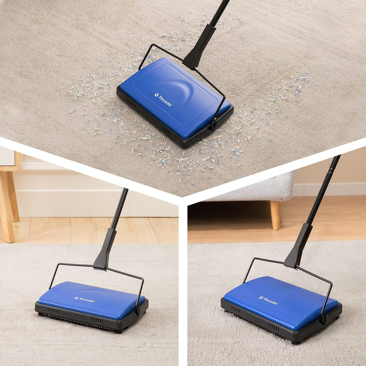 Yocada Carpet Sweeper Cleaner for Home Office Low Carpets Rugs Undercoat Carpets Pet Hair Dust